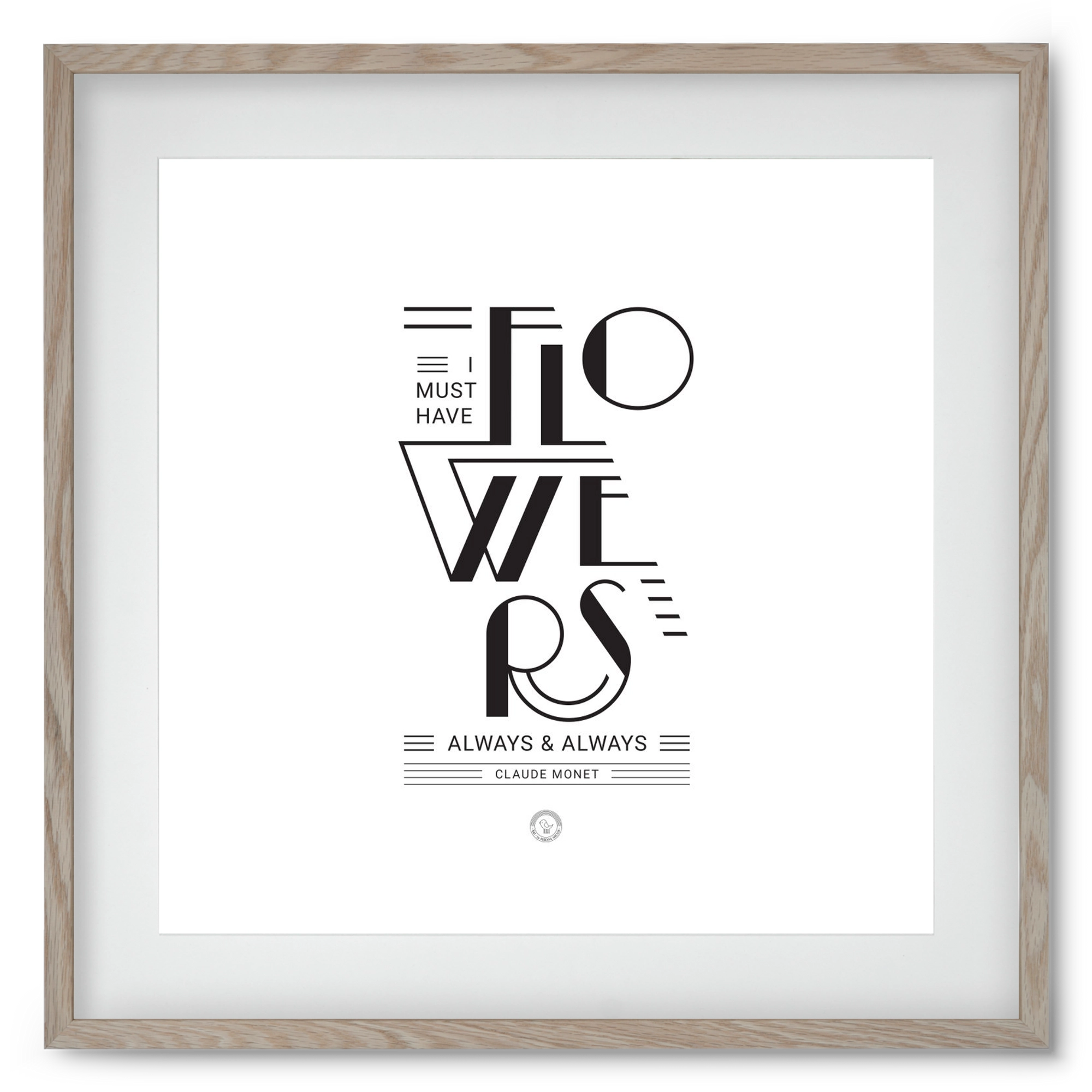 FLOWERS, 50x50 cm (40x40 cm), Tölgy keret, paszpartuval