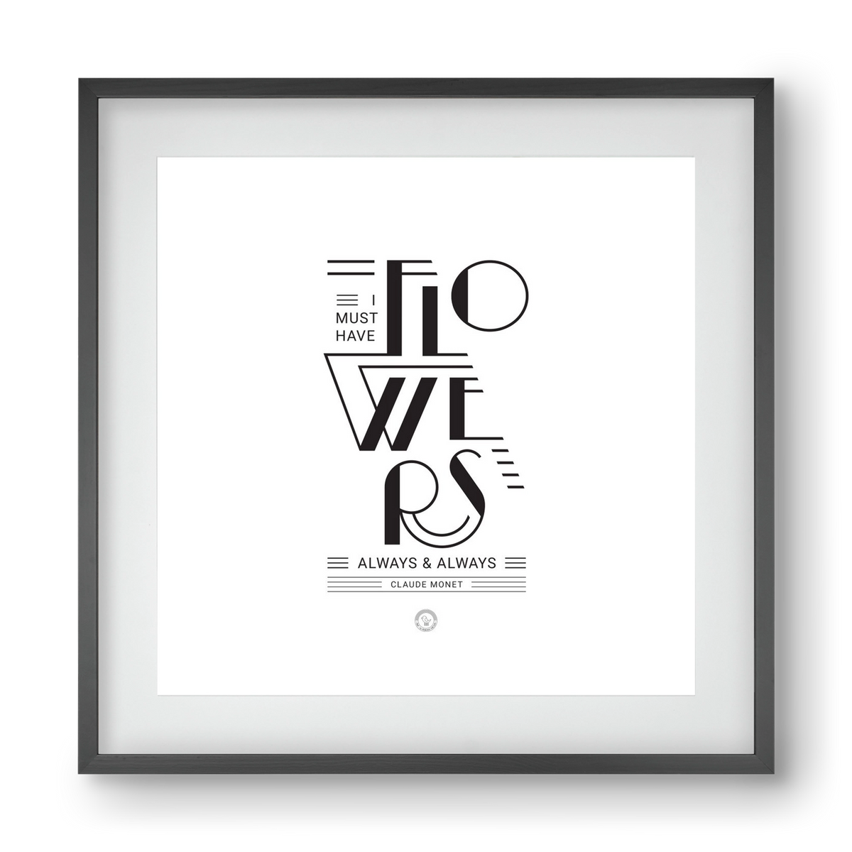 FLOWERS, 40x40 cm (30x30 cm), Fekete keret, paszpartuval