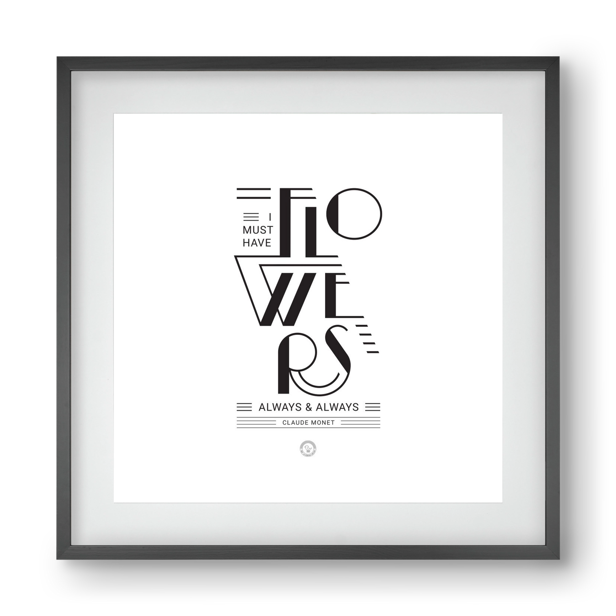 FLOWERS, 40x40 cm (30x30 cm), Fekete keret, paszpartuval