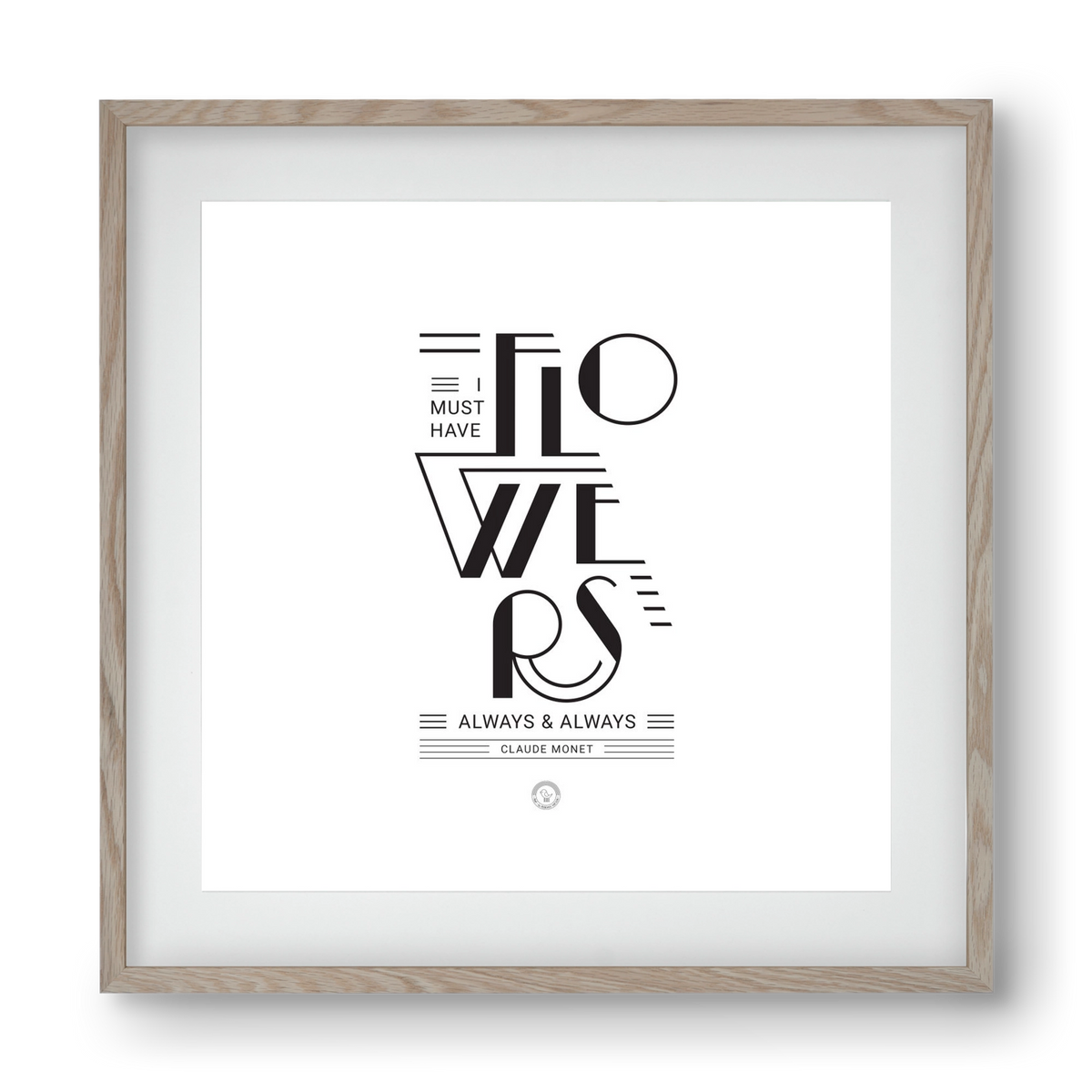 FLOWERS, 40x40 cm (30x30 cm), Tölgy keret, paszpartuval