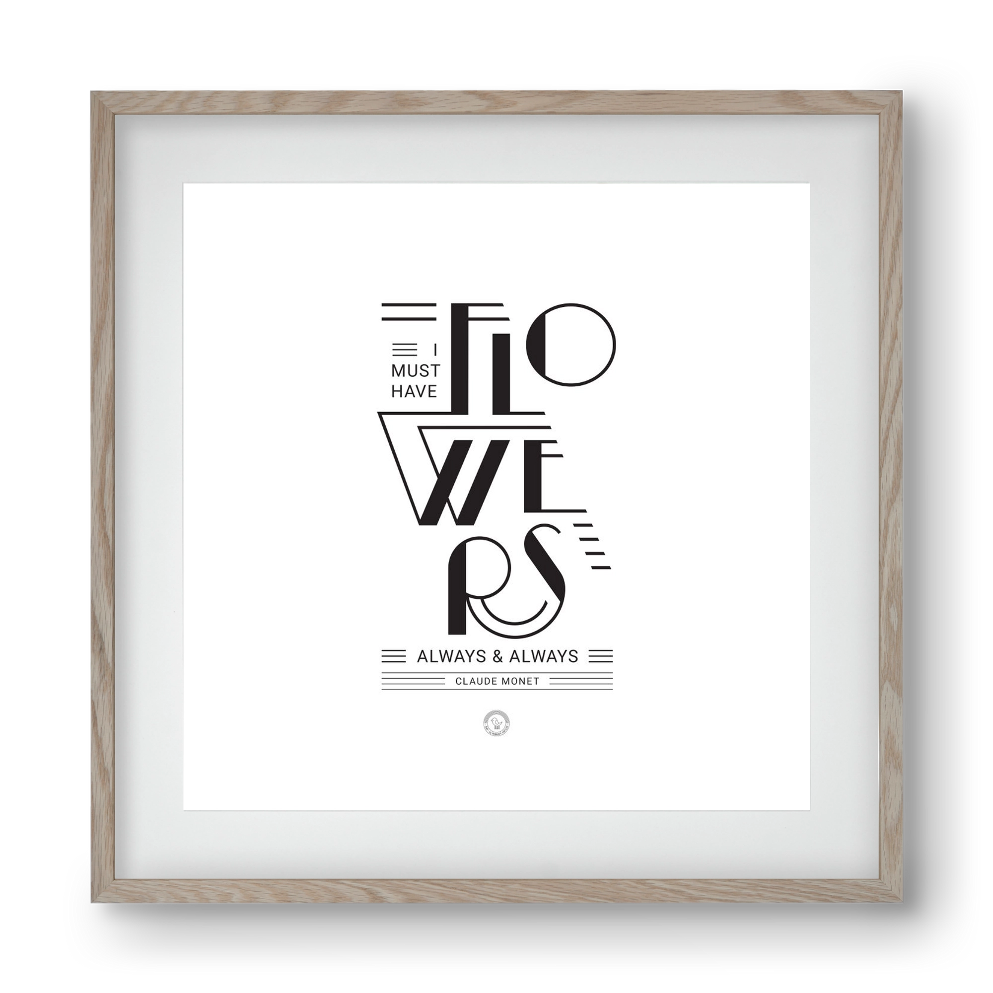 FLOWERS, 40x40 cm (30x30 cm), Tölgy keret, paszpartuval