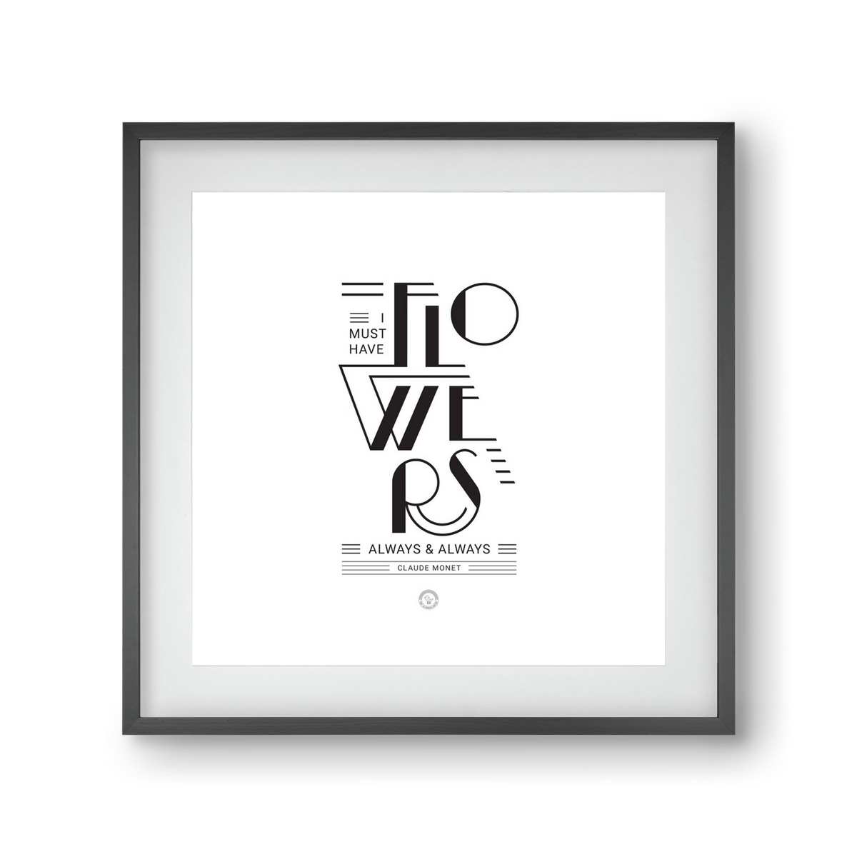 FLOWERS, 30x30 cm (20x20 cm), Fekete keret, paszpartuval