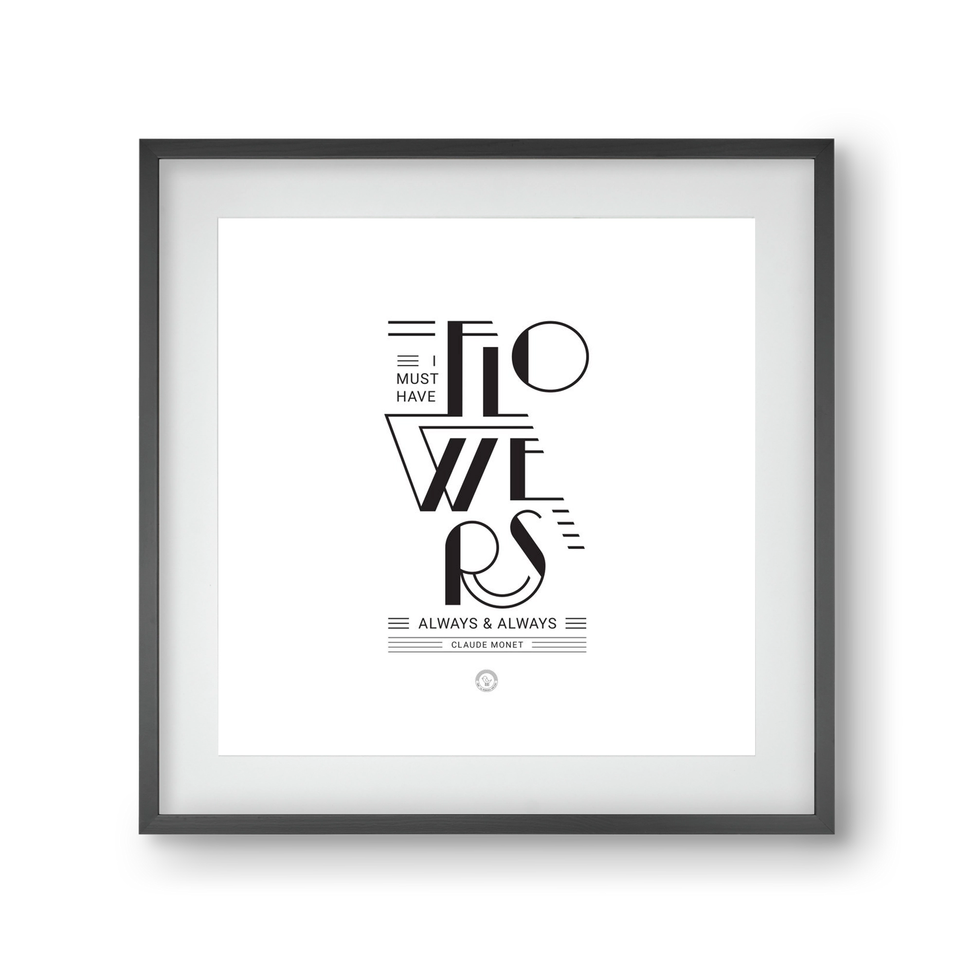 FLOWERS, 30x30 cm (20x20 cm), Fekete keret, paszpartuval