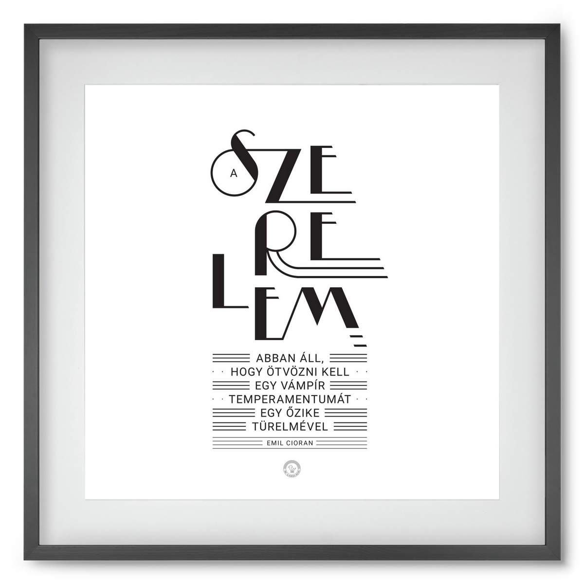 Szerelem, 50x50 cm (40x40 cm), Fekete keret, paszpartuval