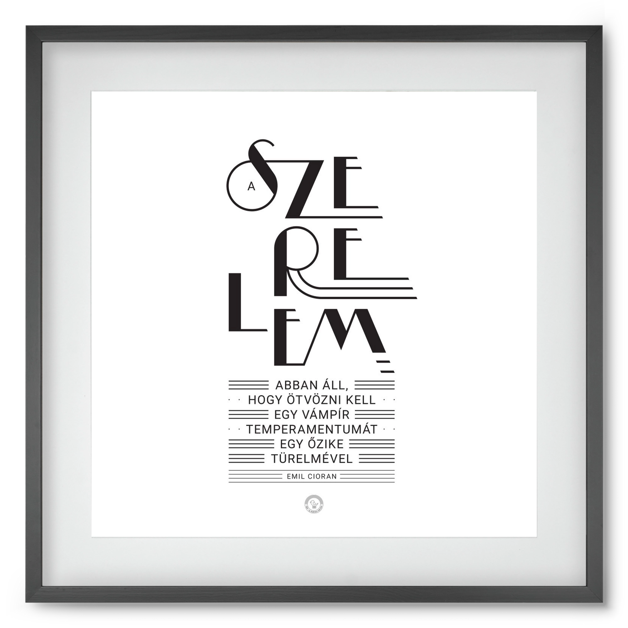 Szerelem, 50x50 cm (40x40 cm), Fekete keret, paszpartuval