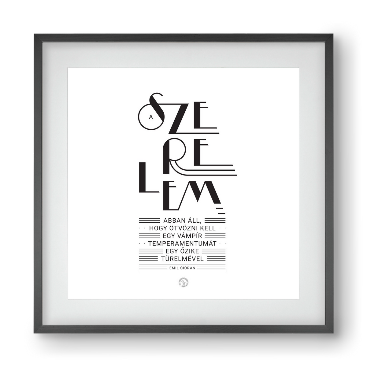 Szerelem, 40x40 cm (30x30 cm), Fekete keret, paszpartuval