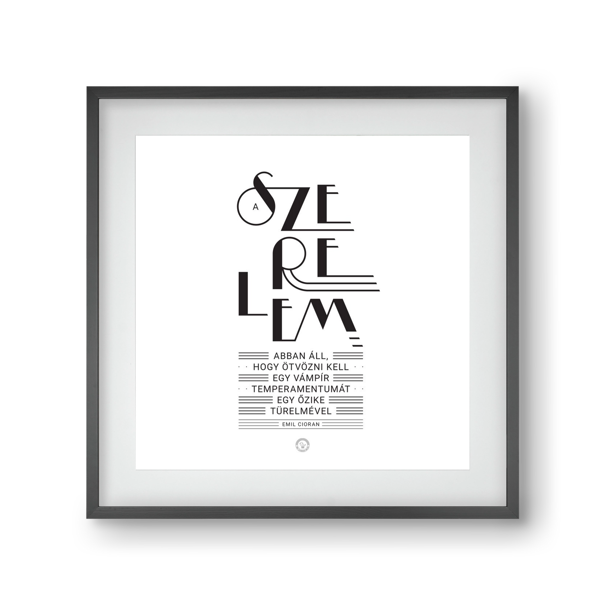 Szerelem, 30x30 cm (20x20 cm), Fekete keret, paszpartuval