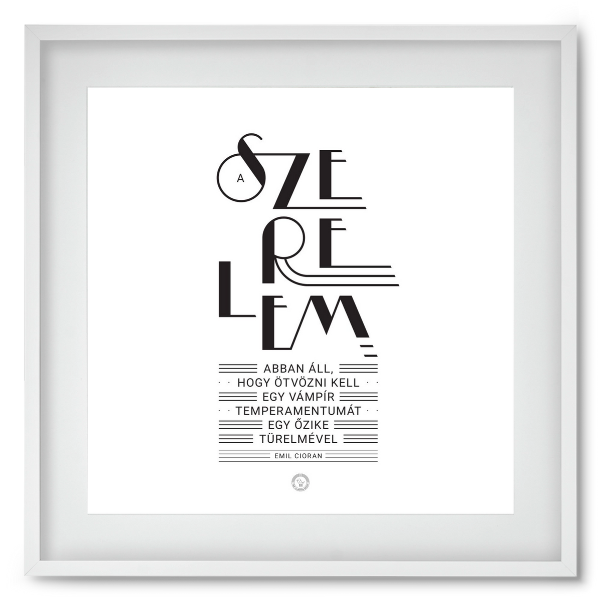 Szerelem, 50x50 cm (40x40 cm), Fehér keret, paszpartuval