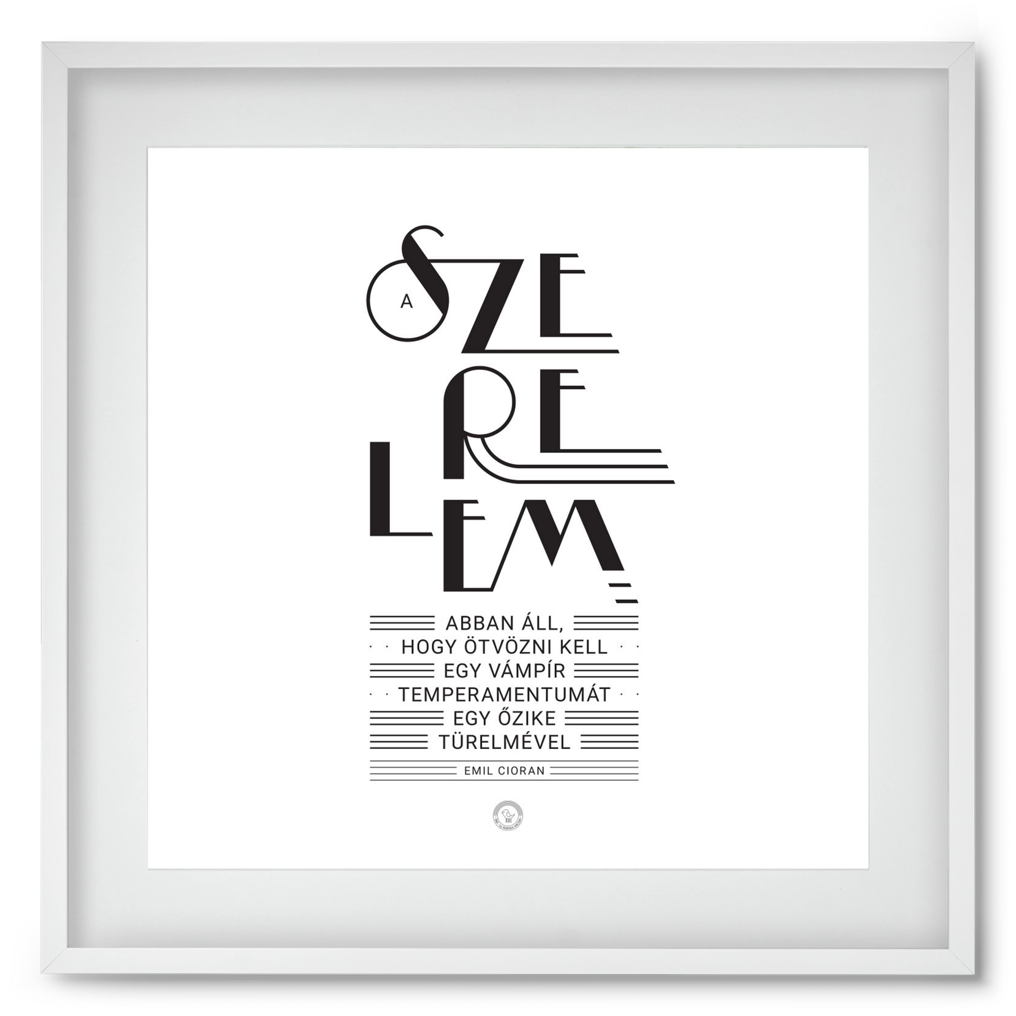 Szerelem, 50x50 cm (40x40 cm), Fehér keret, paszpartuval