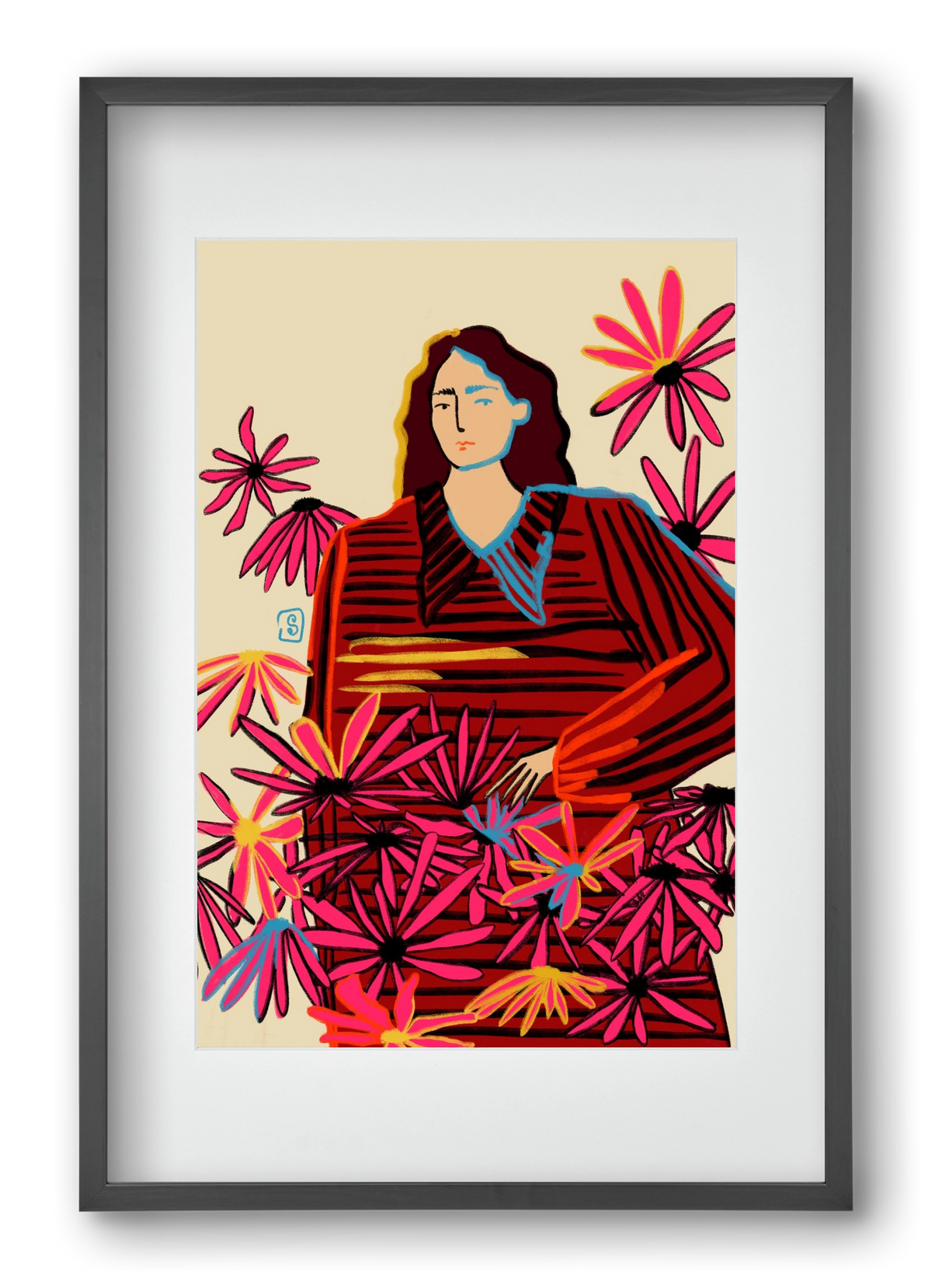 FLORAL DREAM, 40x60 cm (30x45 cm), Fekete keret, paszpartuval