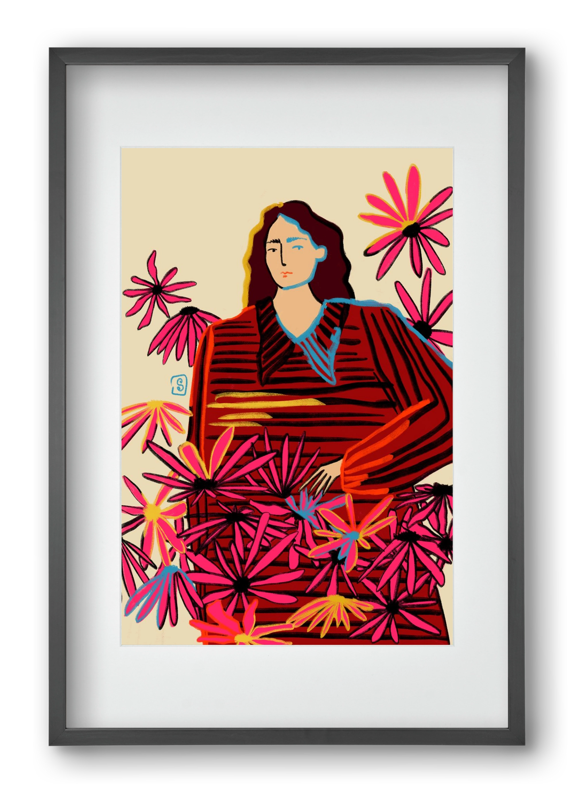 FLORAL DREAM, 40x60 cm (30x45 cm), Fekete keret, paszpartuval