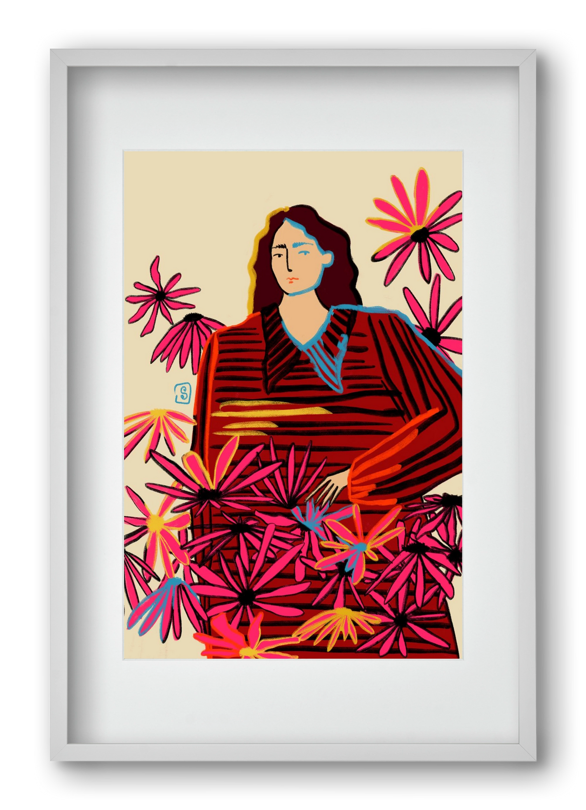 FLORAL DREAM, 40x60 cm (30x45 cm), Fehér keret, paszpartuval