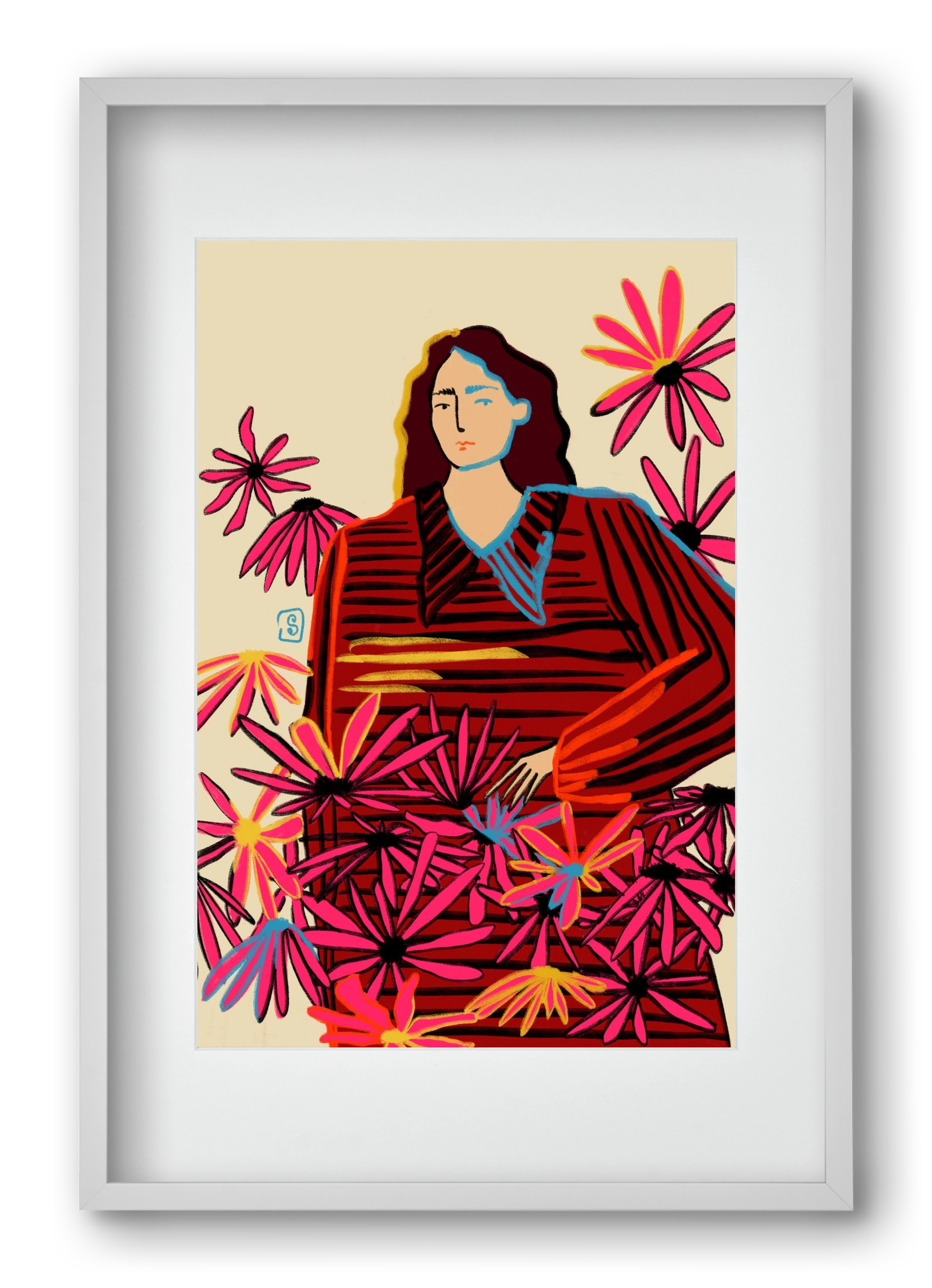 FLORAL DREAM, 40x60 cm (30x45 cm), Fehér keret, paszpartuval