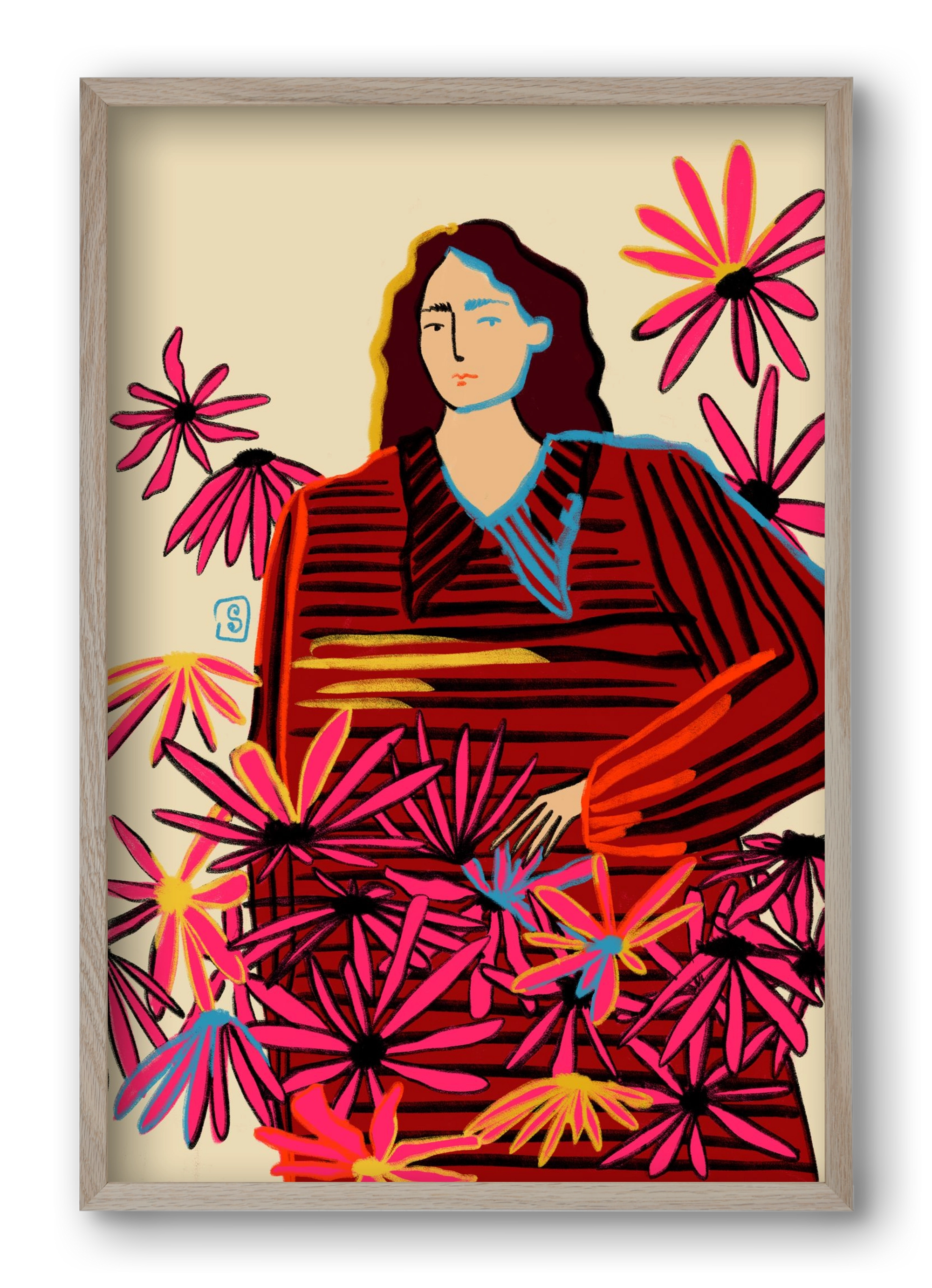 FLORAL DREAM, 40x60 cm (40x60 cm), Tölgy keret