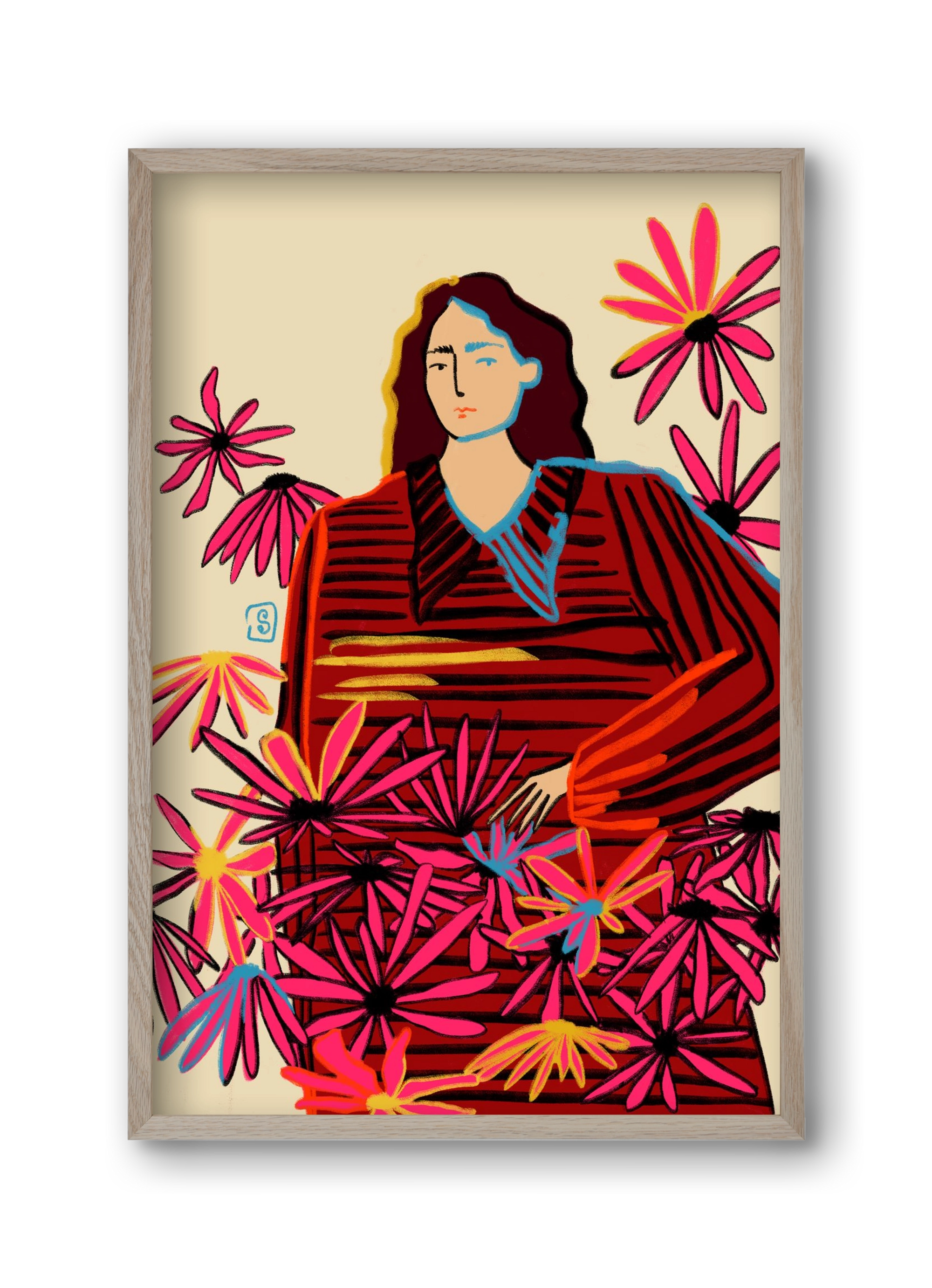 FLORAL DREAM, 30x45 cm (30x45 cm), Tölgy keret