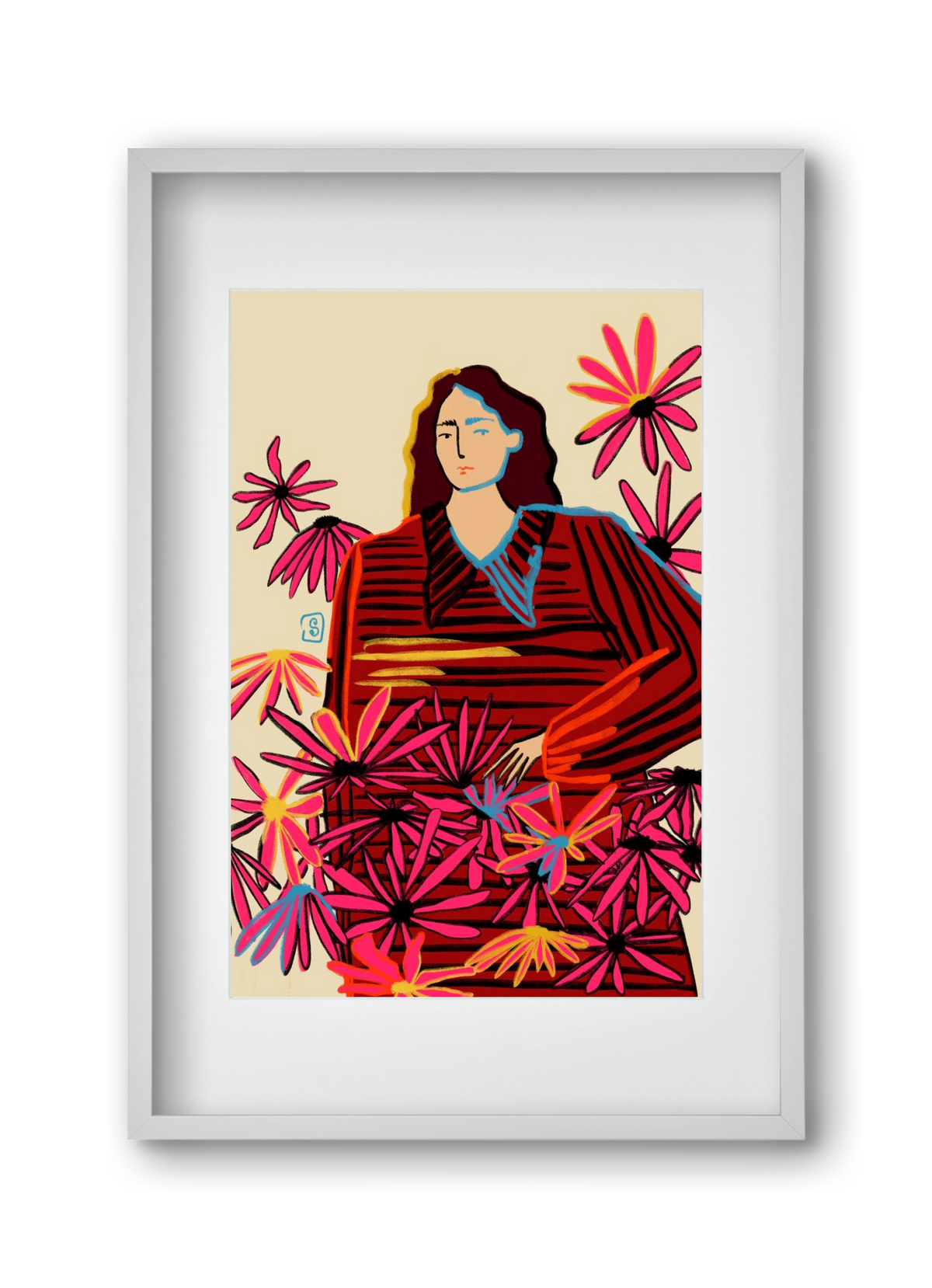 FLORAL DREAM, 30x45 cm (20x30 cm), Fehér keret, paszpartuval