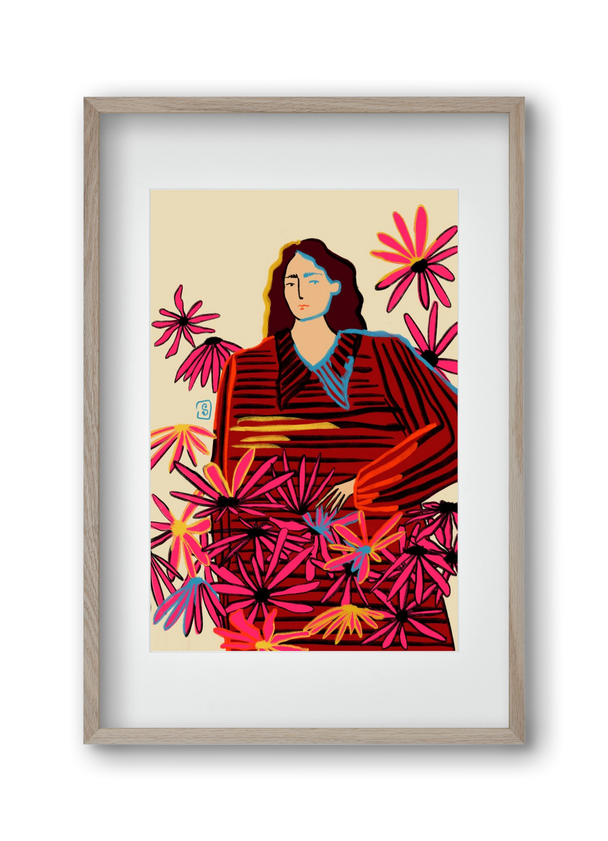 FLORAL DREAM, 30x45 cm (20x30 cm), Tölgy keret, paszpartuval