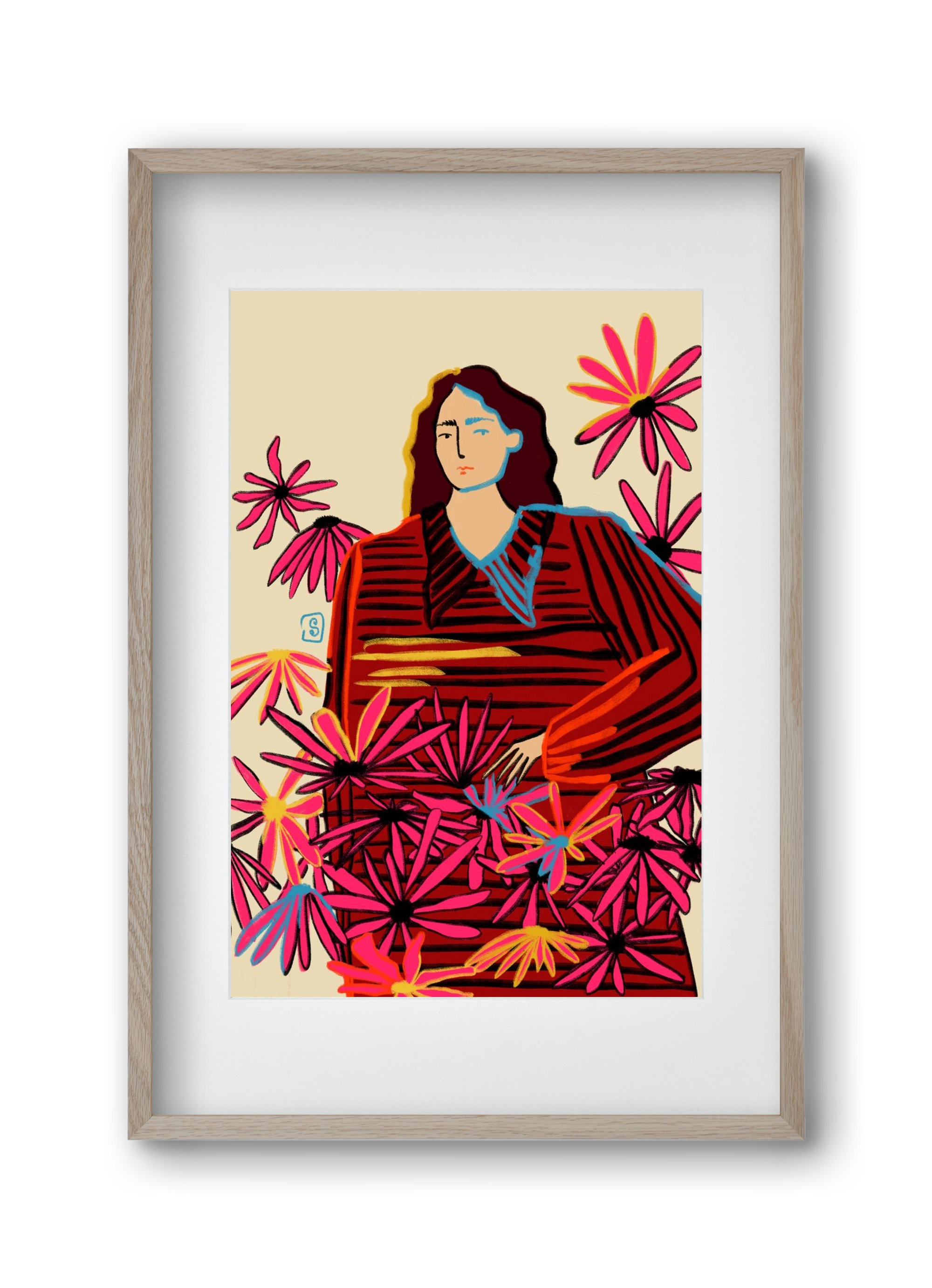 FLORAL DREAM, 30x45 cm (20x30 cm), Tölgy keret, paszpartuval