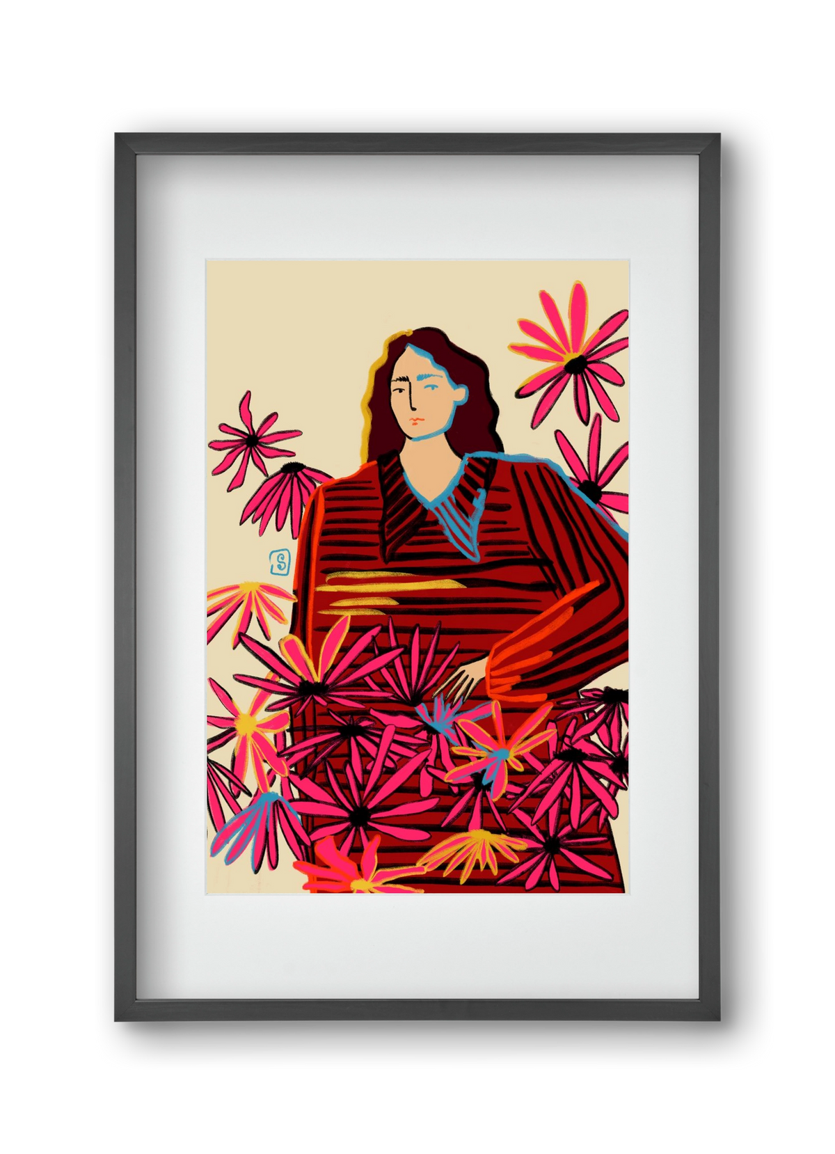 FLORAL DREAM, 30x45 cm (20x30 cm), Fekete keret, paszpartuval