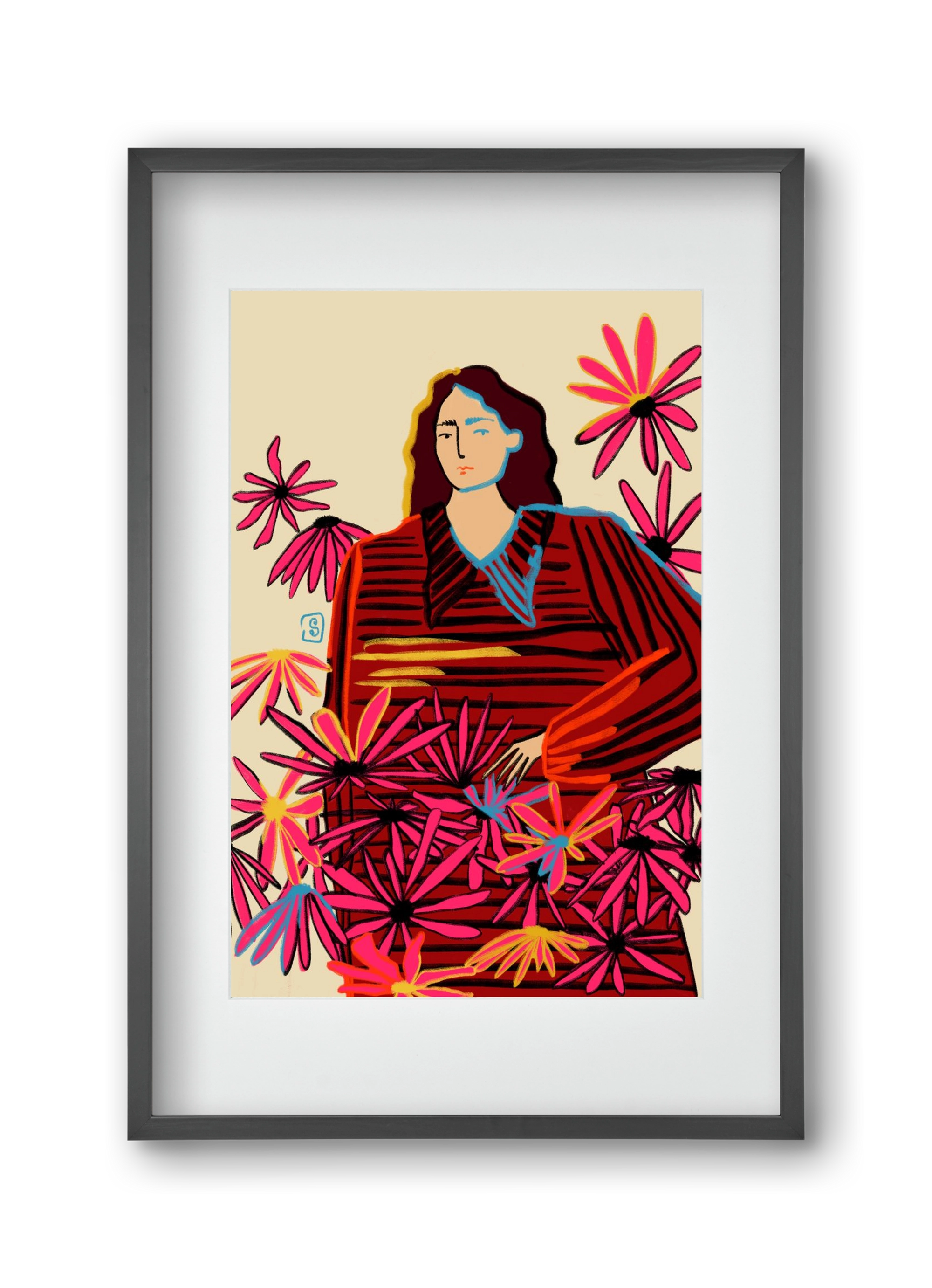 FLORAL DREAM, 30x45 cm (20x30 cm), Fekete keret, paszpartuval