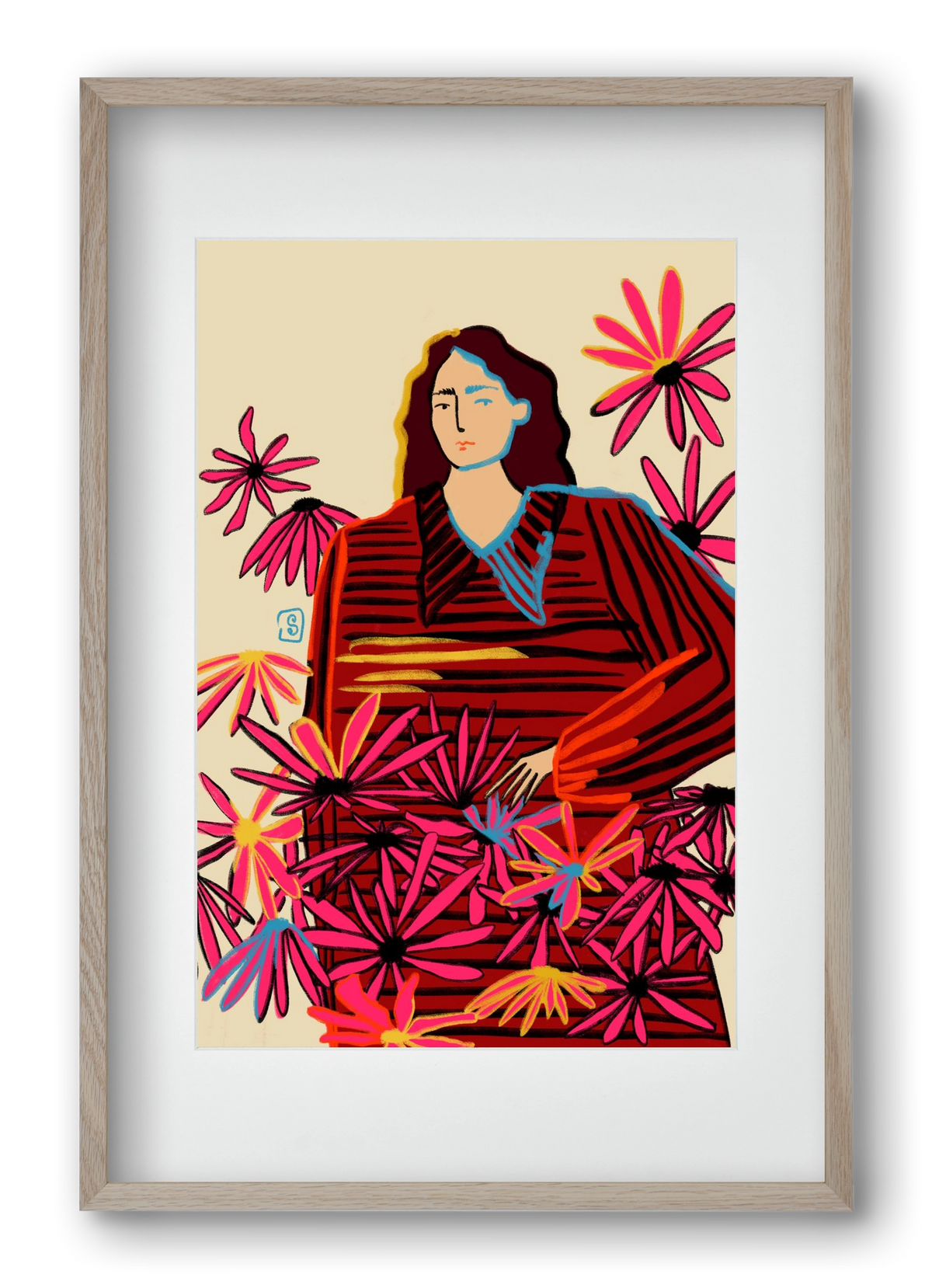 FLORAL DREAM, 40x60 cm (30x45 cm), Tölgy keret, paszpartuval