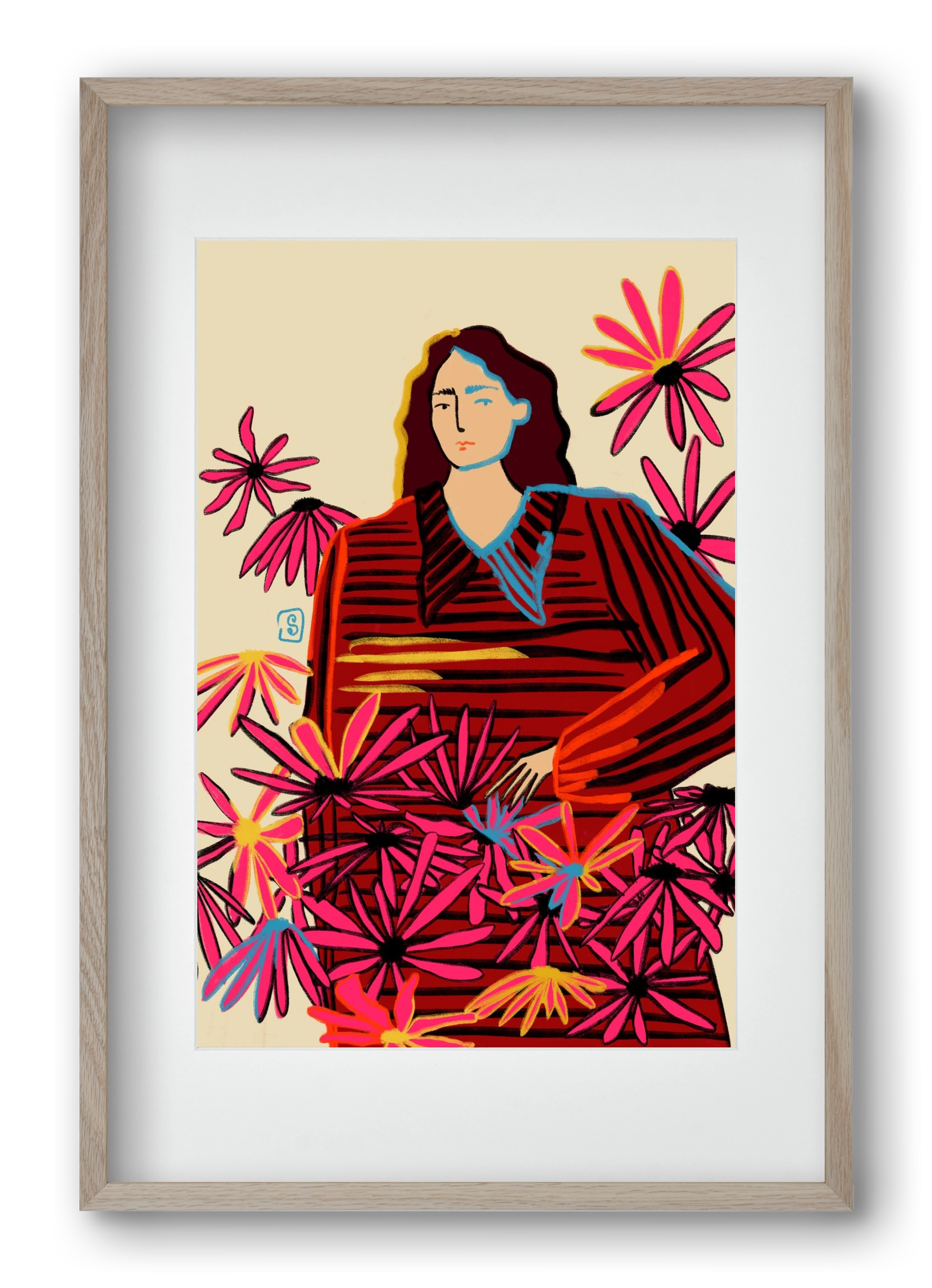 FLORAL DREAM, 40x60 cm (30x45 cm), Tölgy keret, paszpartuval