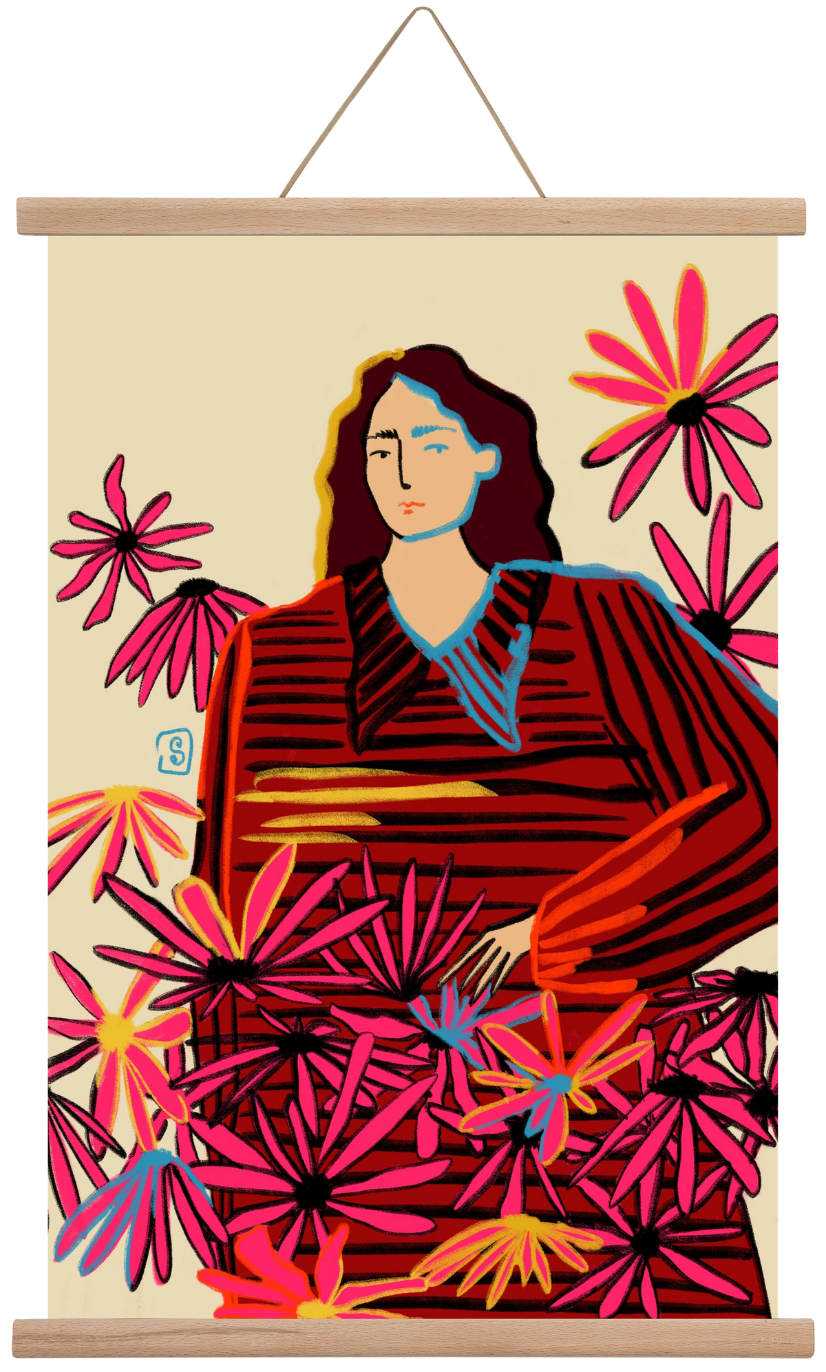 FLORAL DREAM, 40x60 cm (40x60 cm), Tölgy akasztó