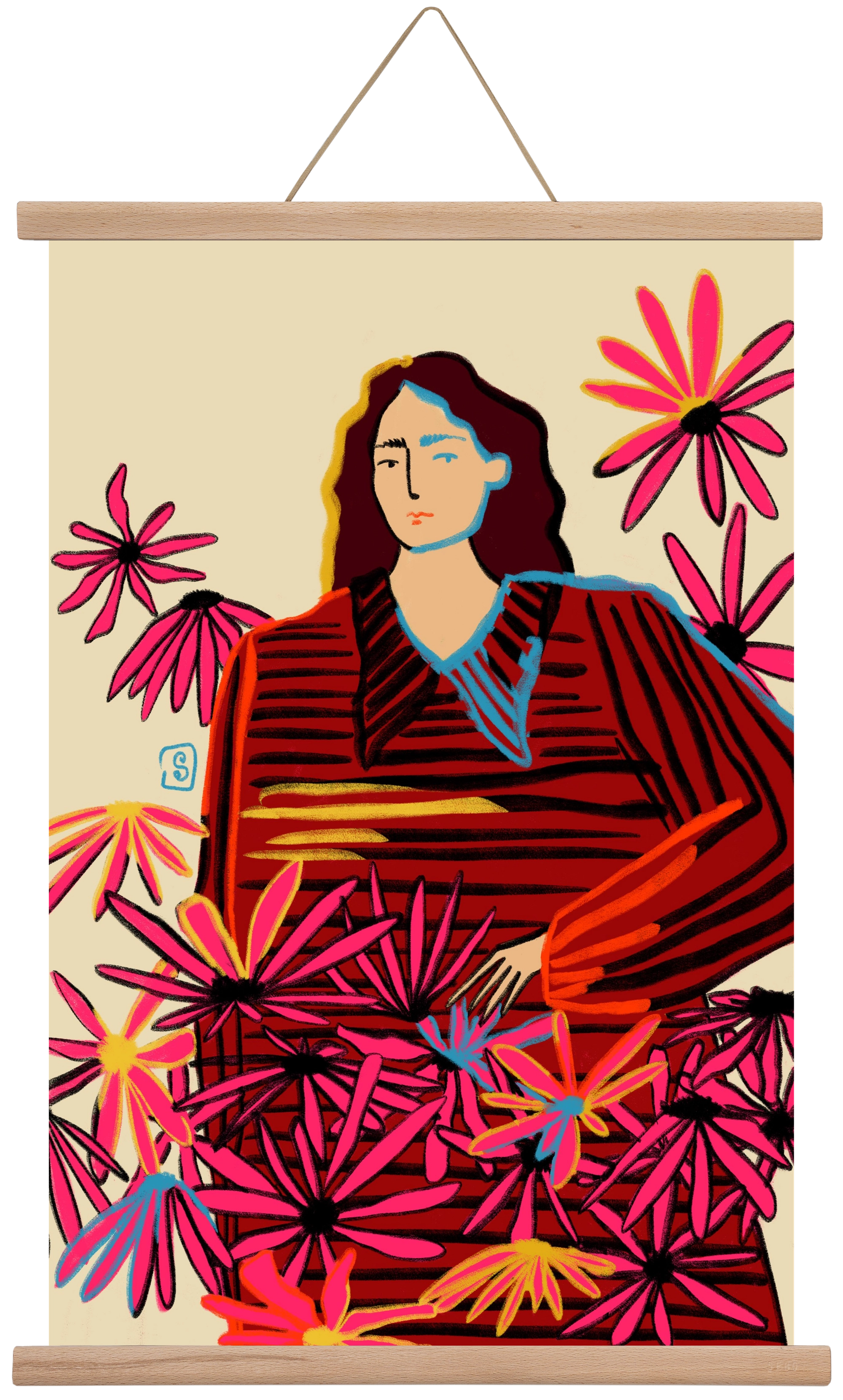 FLORAL DREAM, 40x60 cm (40x60 cm), Tölgy akasztó