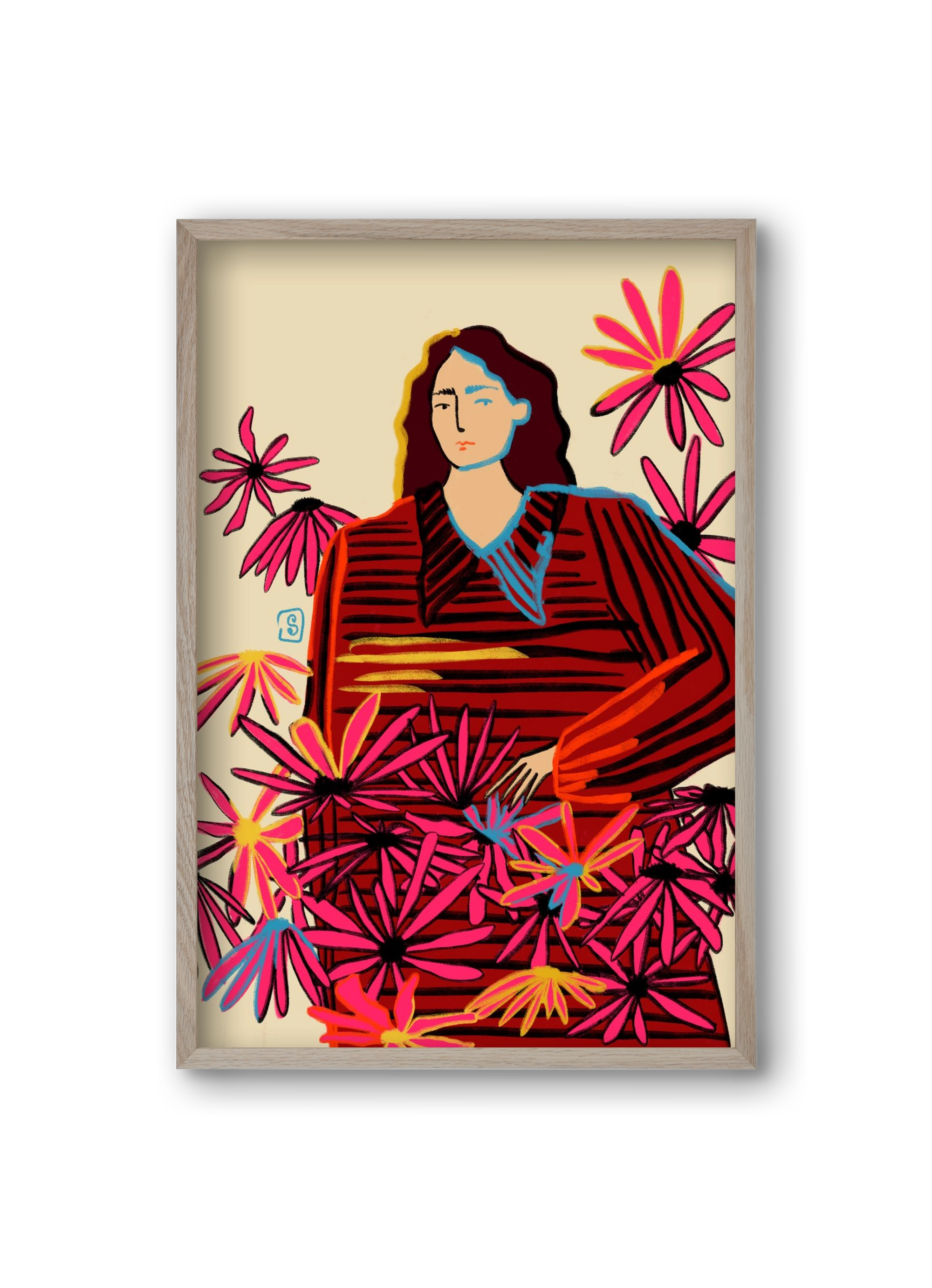 FLORAL DREAM, 20x30 cm (20x30 cm), Tölgy keret