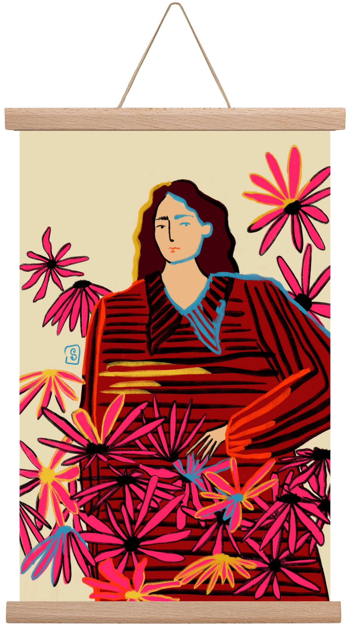 FLORAL DREAM, 30x45 cm (30x45 cm), Tölgy akasztó