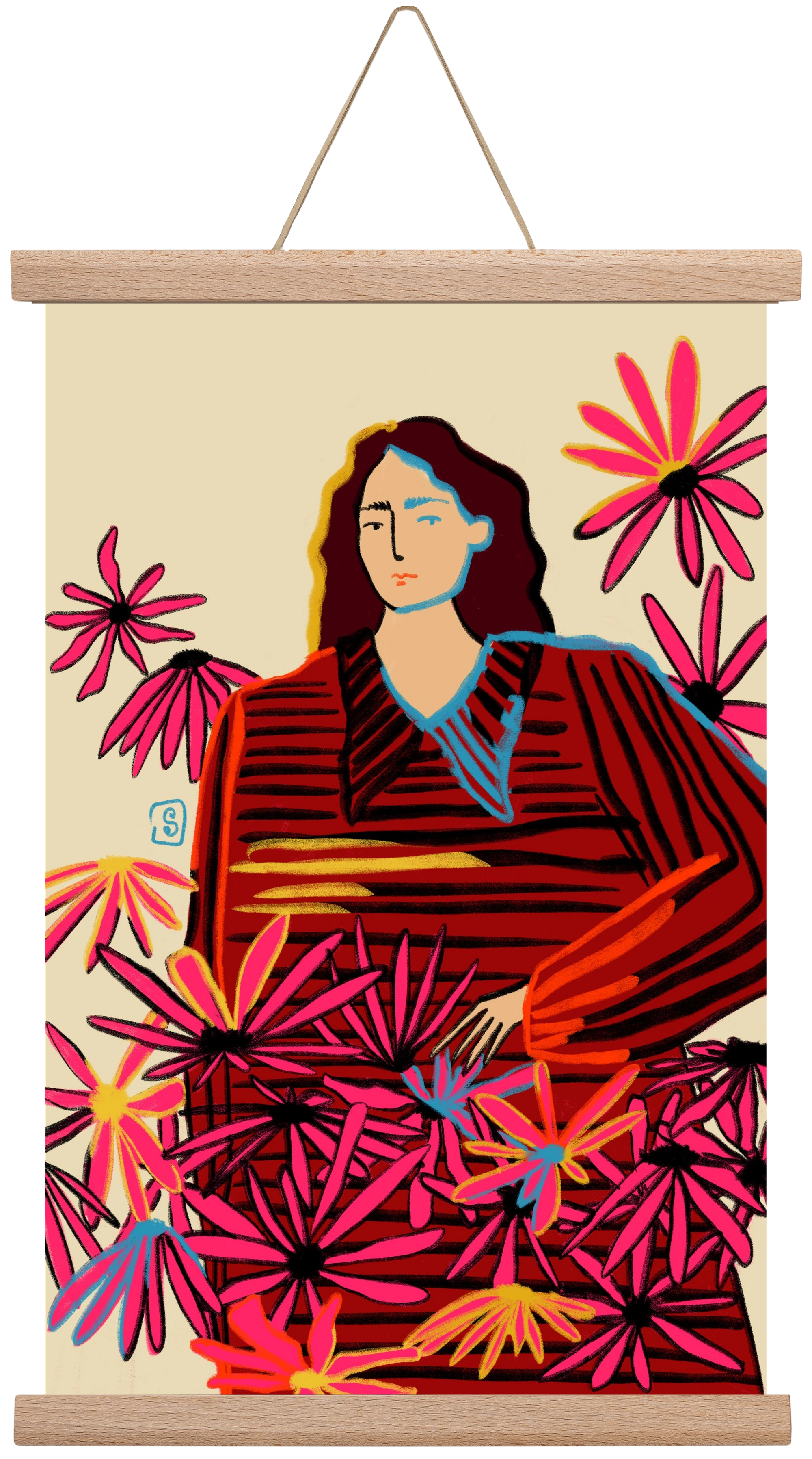 FLORAL DREAM, 30x45 cm (30x45 cm), Tölgy akasztó