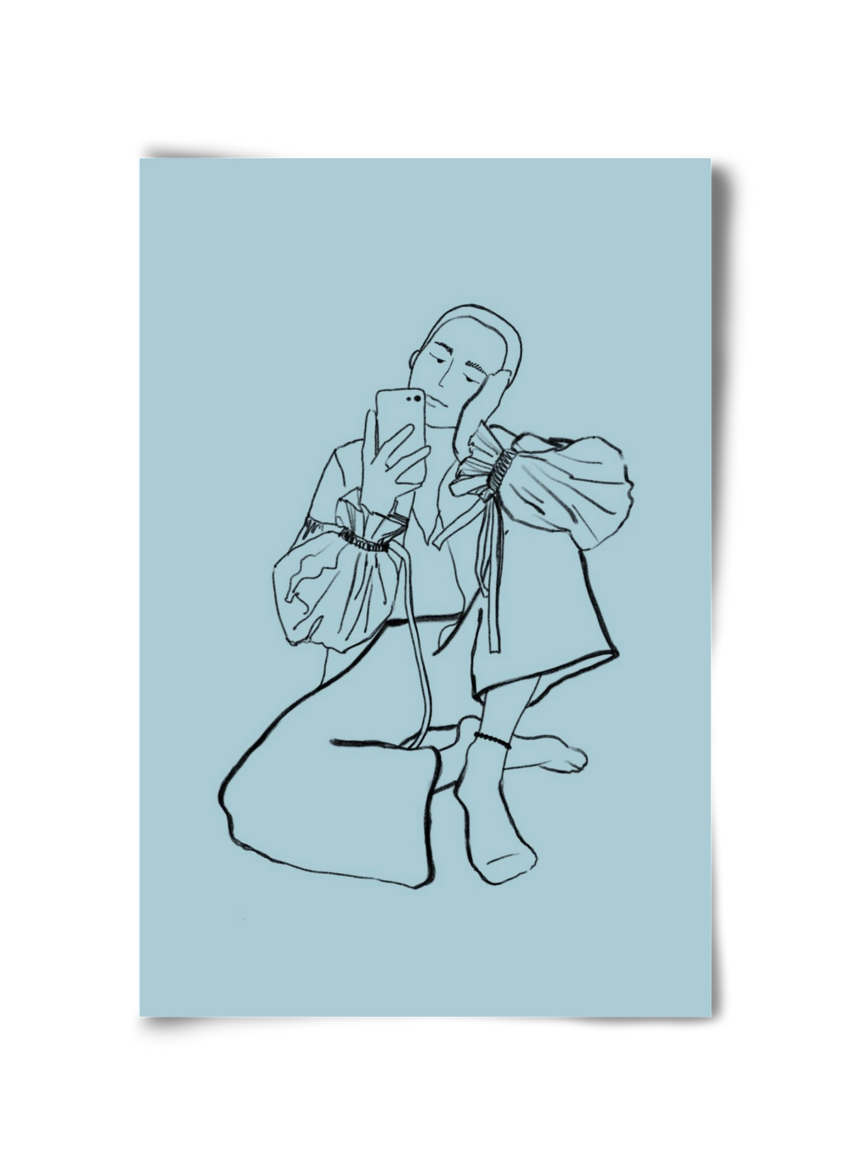 MIRROR SELFIE LIGHT BLUE, 30x45 cm, Keret nélkül