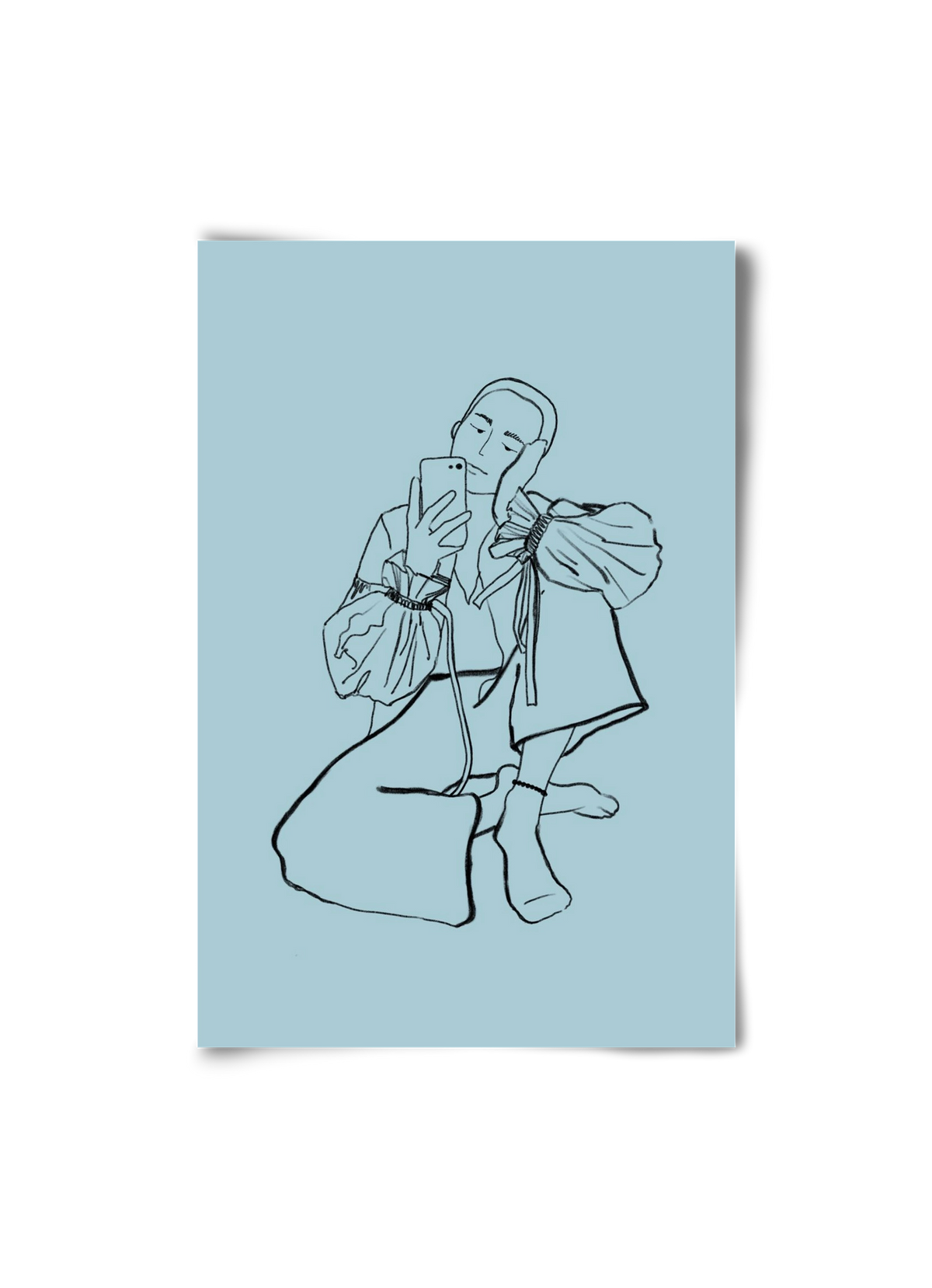 MIRROR SELFIE LIGHT BLUE, 20x30 cm, Keret nélkül