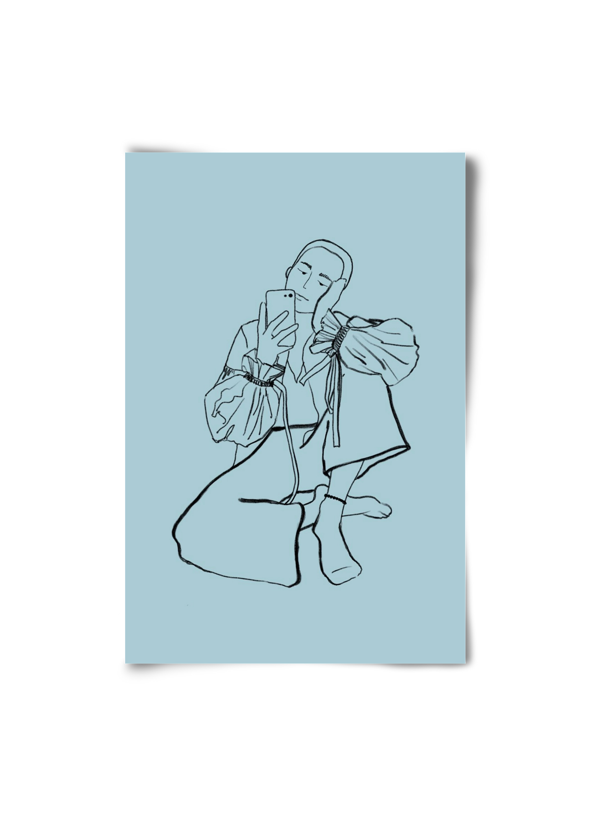 MIRROR SELFIE LIGHT BLUE, 20x30 cm, Keret nélkül