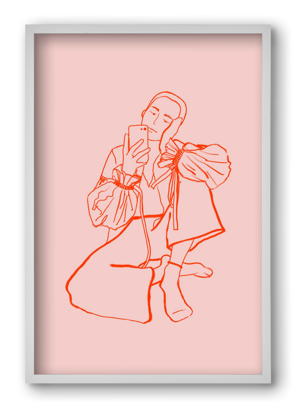 MIRROR SELFIE PINK, 40x60 cm (40x60 cm), Fehér keret