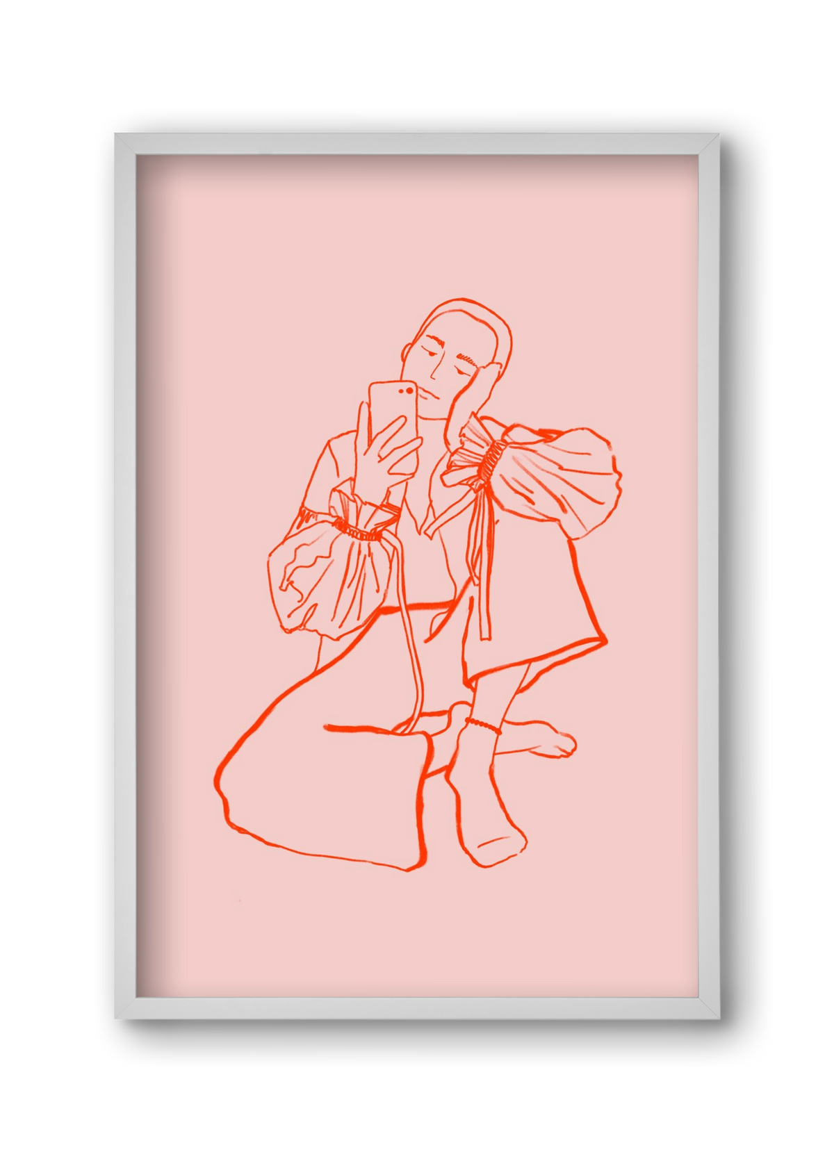 MIRROR SELFIE PINK, 30x45 cm (30x45 cm), Fehér keret