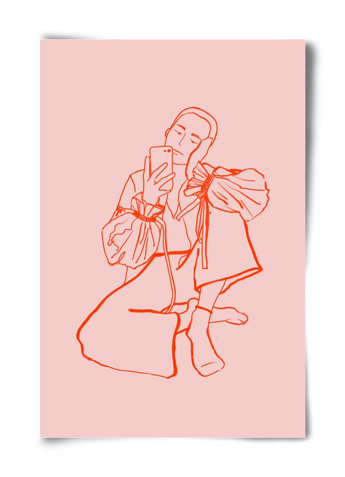 MIRROR SELFIE PINK, 40x60 cm, Keret nélkül