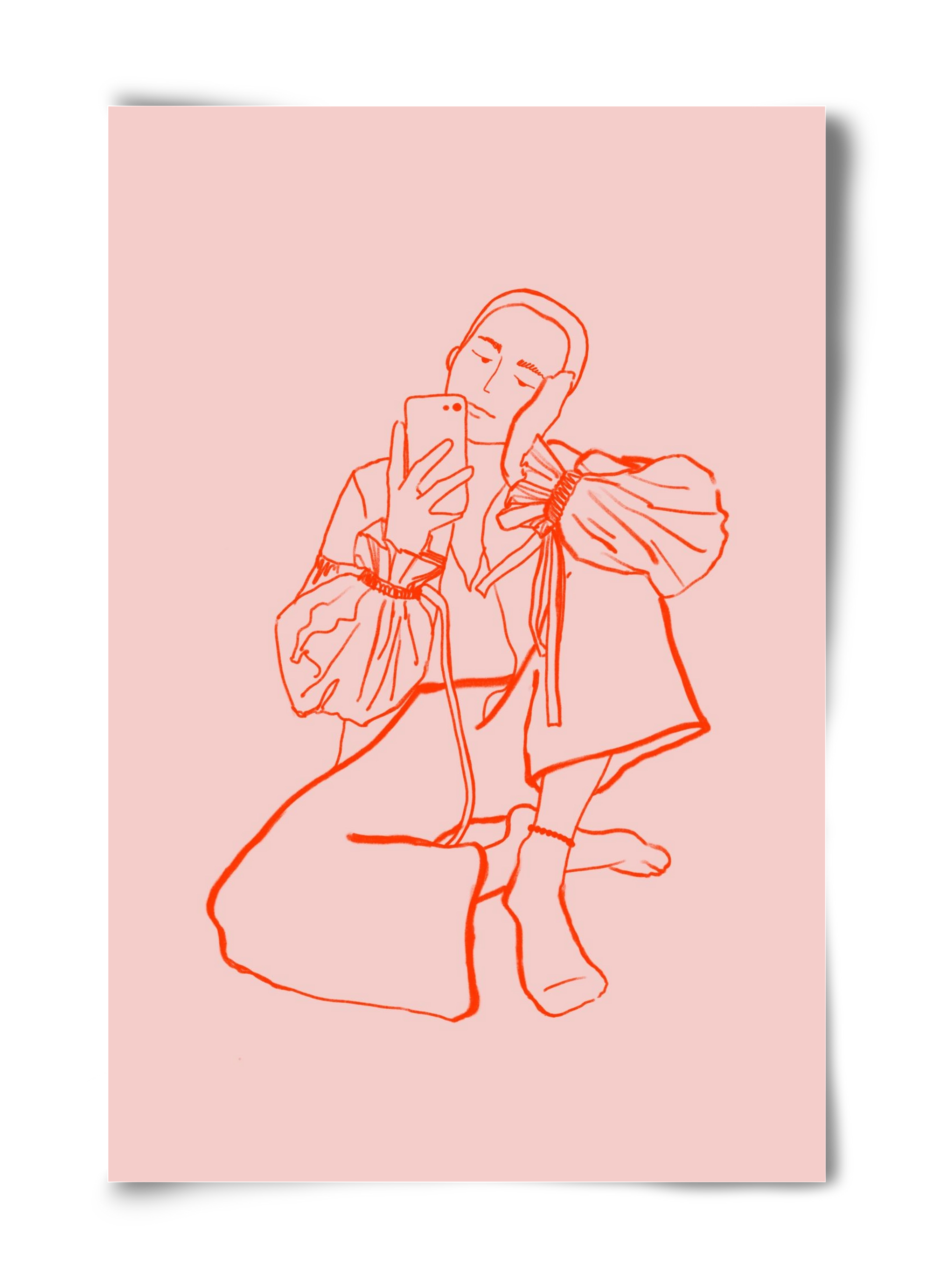 MIRROR SELFIE PINK, 40x60 cm, Keret nélkül