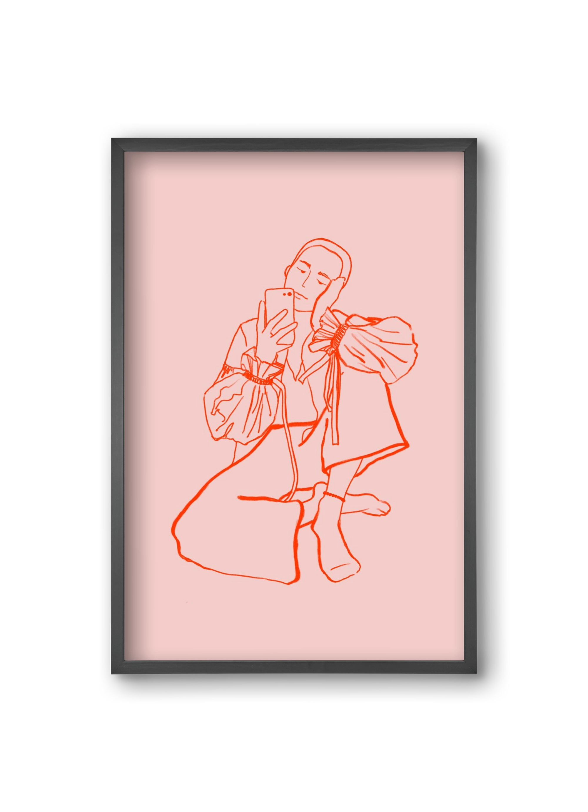 MIRROR SELFIE PINK, 20x30 cm (20x30 cm), Fekete keret