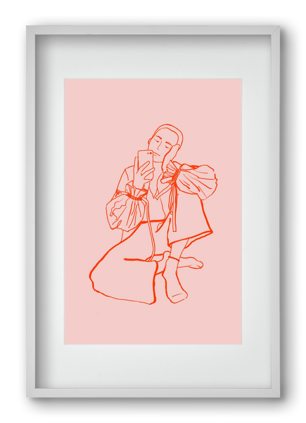 MIRROR SELFIE PINK, 40x60 cm (30x45 cm), Fehér keret, paszpartuval