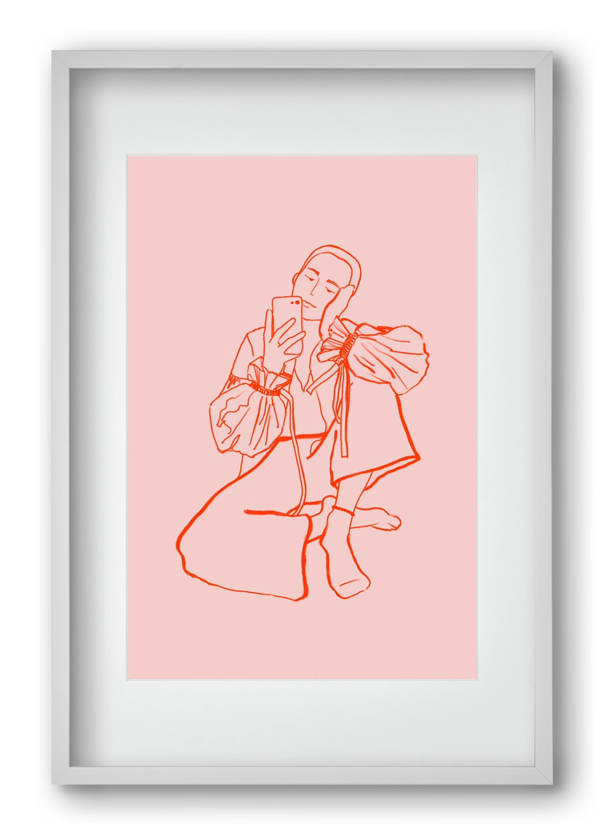 MIRROR SELFIE PINK, 40x60 cm (30x45 cm), Fehér keret, paszpartuval