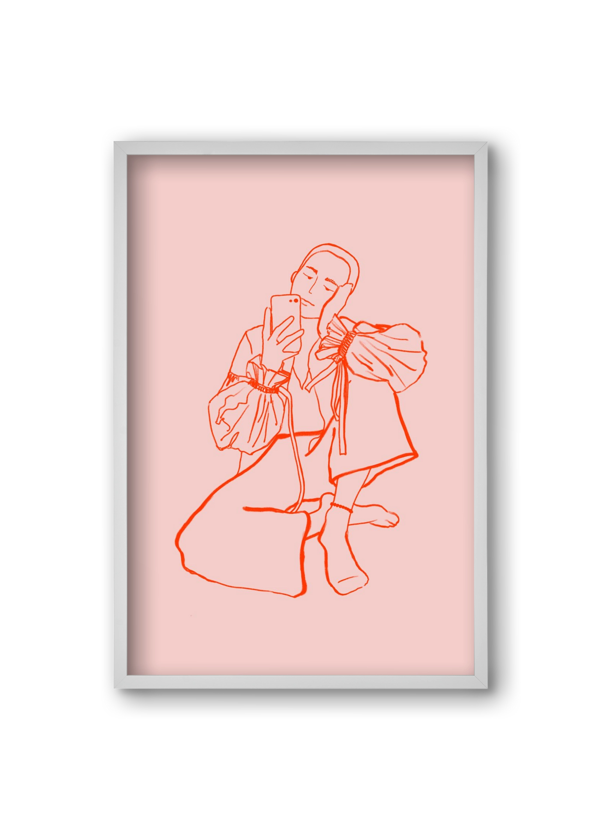 MIRROR SELFIE PINK, 20x30 cm (20x30 cm), Fehér keret