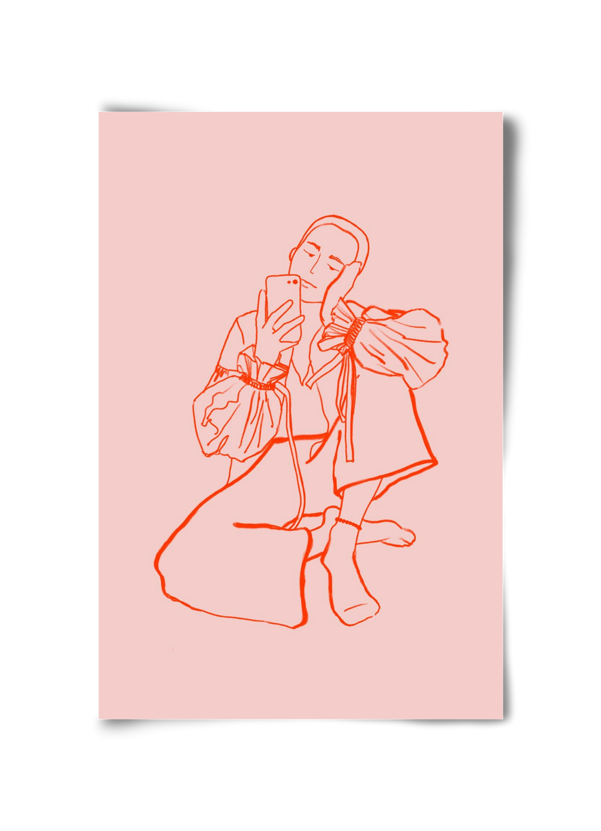 MIRROR SELFIE PINK, 30x45 cm, Keret nélkül