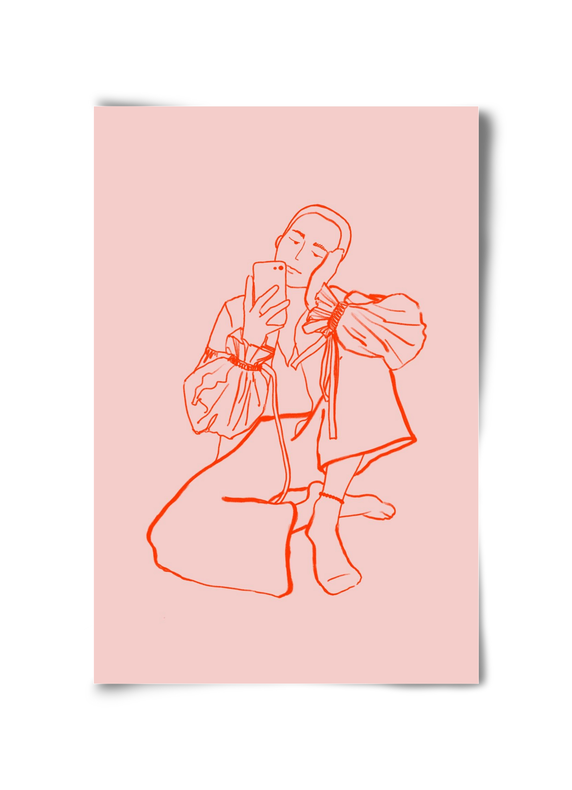 MIRROR SELFIE PINK, 30x45 cm, Keret nélkül