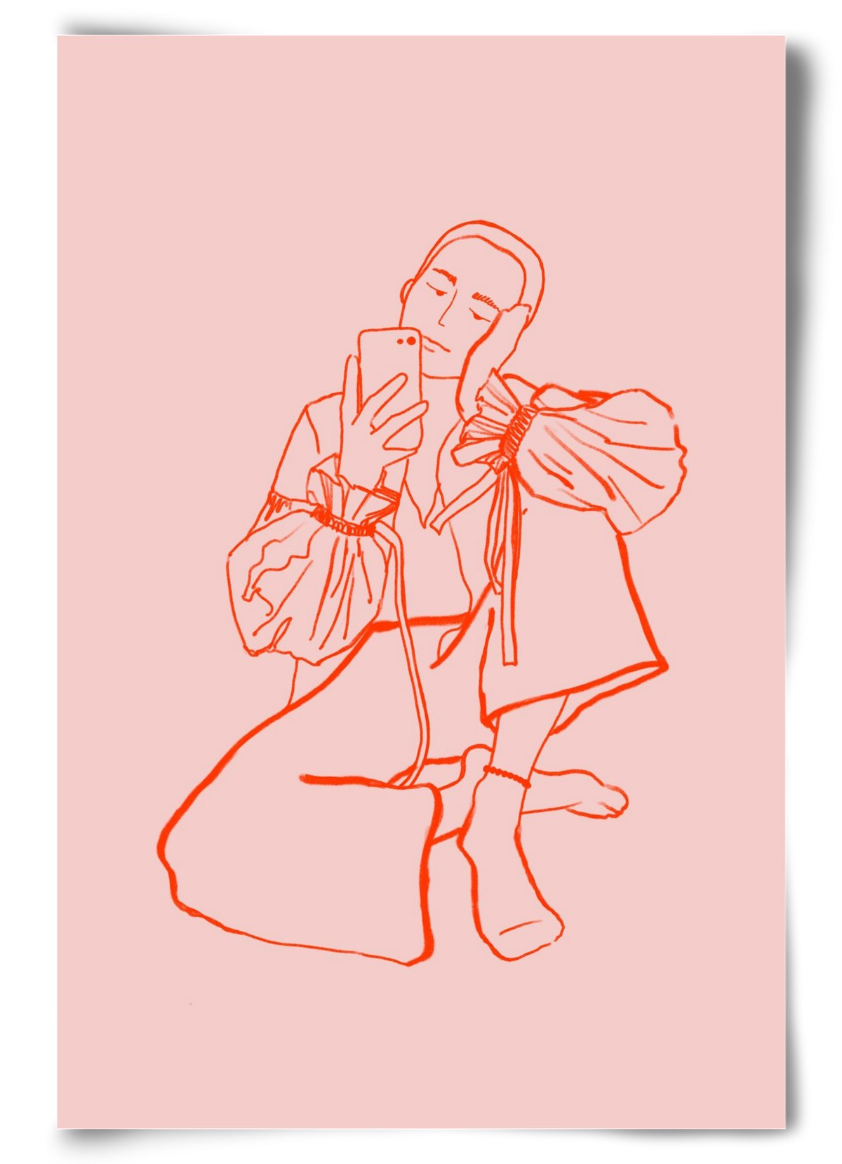 MIRROR SELFIE PINK, 60x90 cm, Keret nélkül