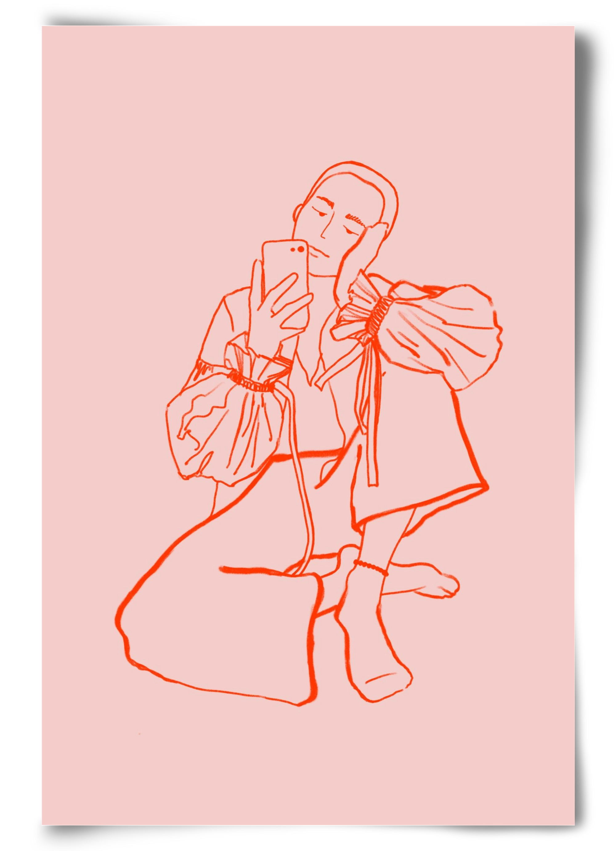 MIRROR SELFIE PINK, 60x90 cm, Keret nélkül