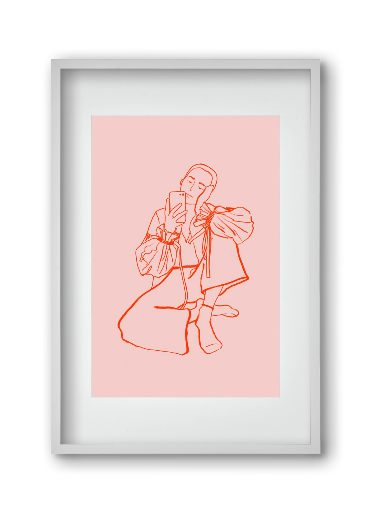 MIRROR SELFIE PINK, 30x45 cm (20x30 cm), Fehér keret, paszpartuval