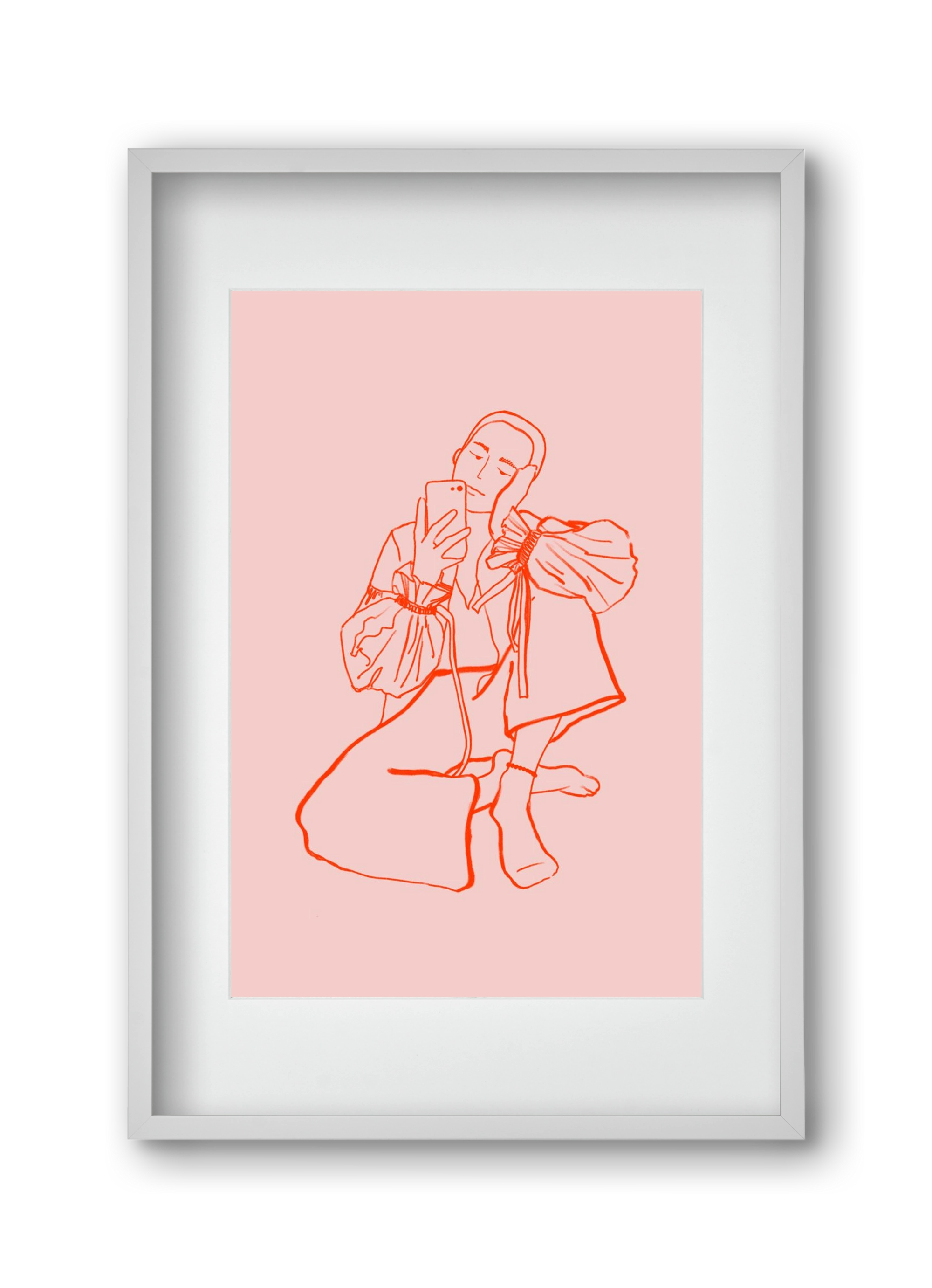 MIRROR SELFIE PINK, 30x45 cm (20x30 cm), Fehér keret, paszpartuval