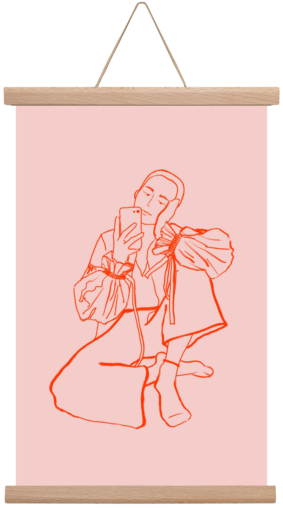 MIRROR SELFIE PINK, 30x45 cm (30x45 cm), Tölgy akasztó