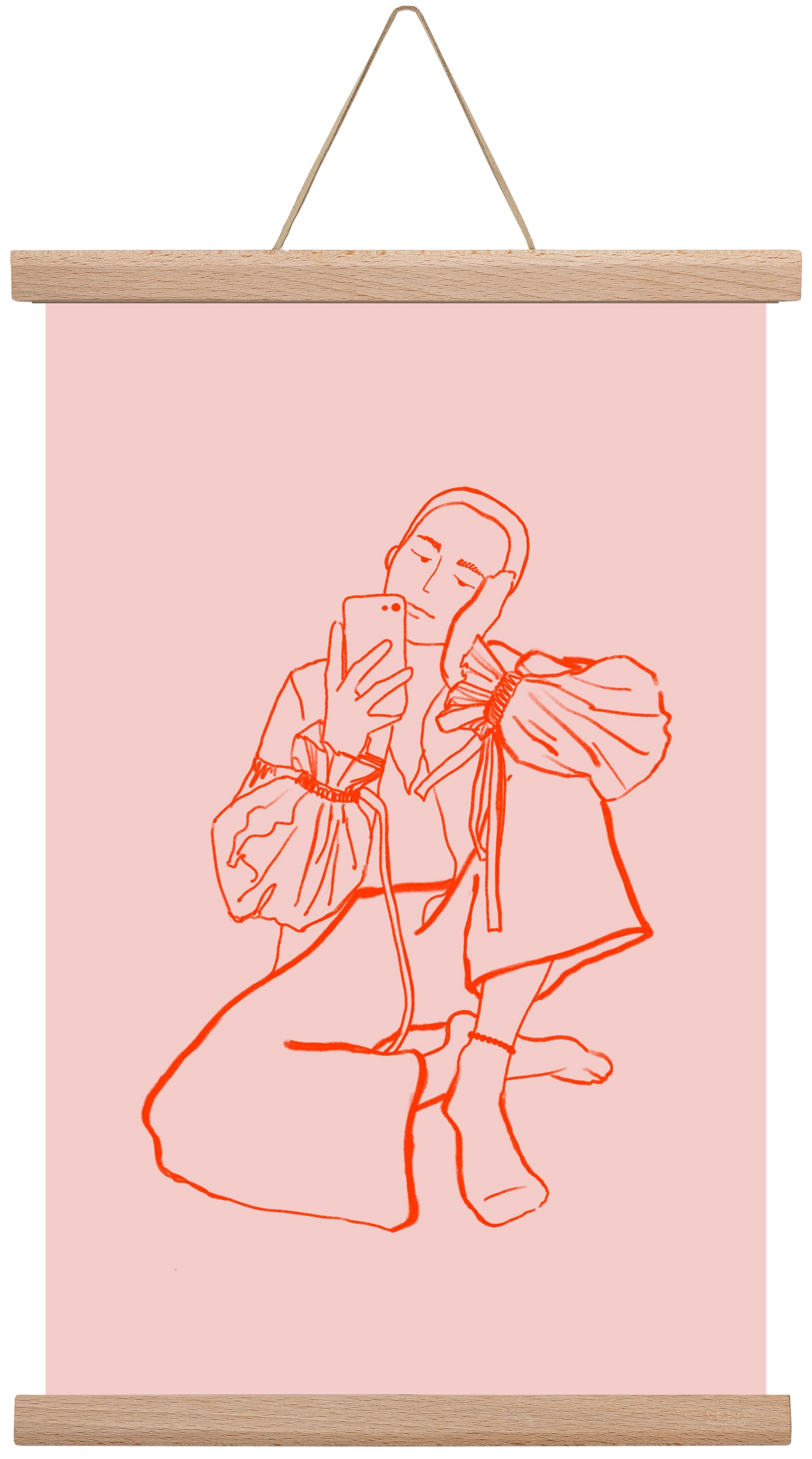 MIRROR SELFIE PINK, 30x45 cm (30x45 cm), Tölgy akasztó